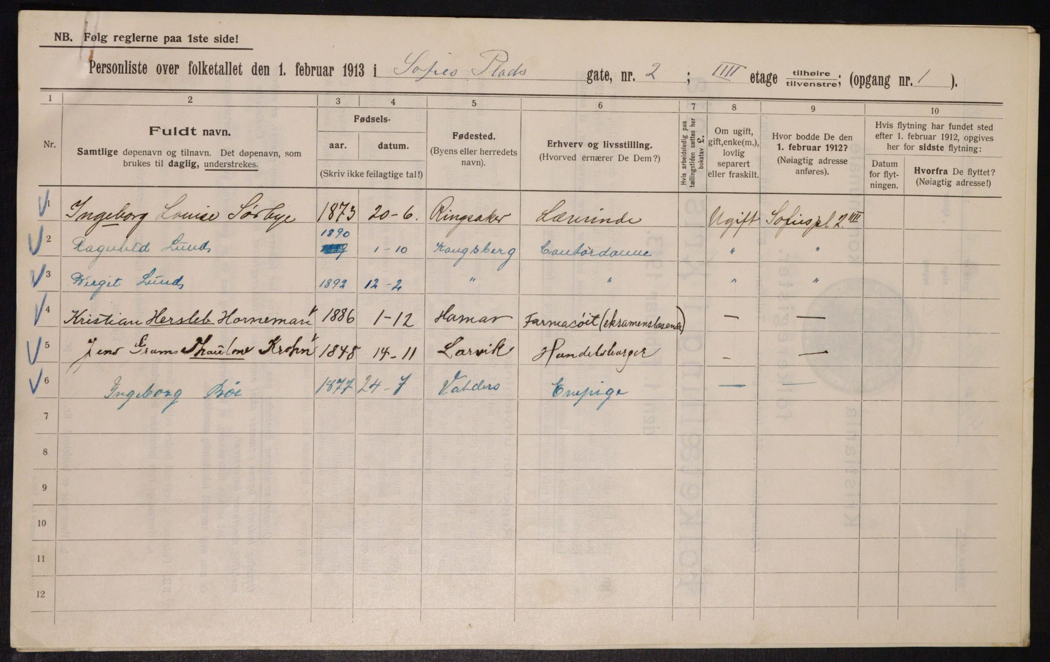 OBA, Municipal Census 1913 for Kristiania, 1913, p. 99386