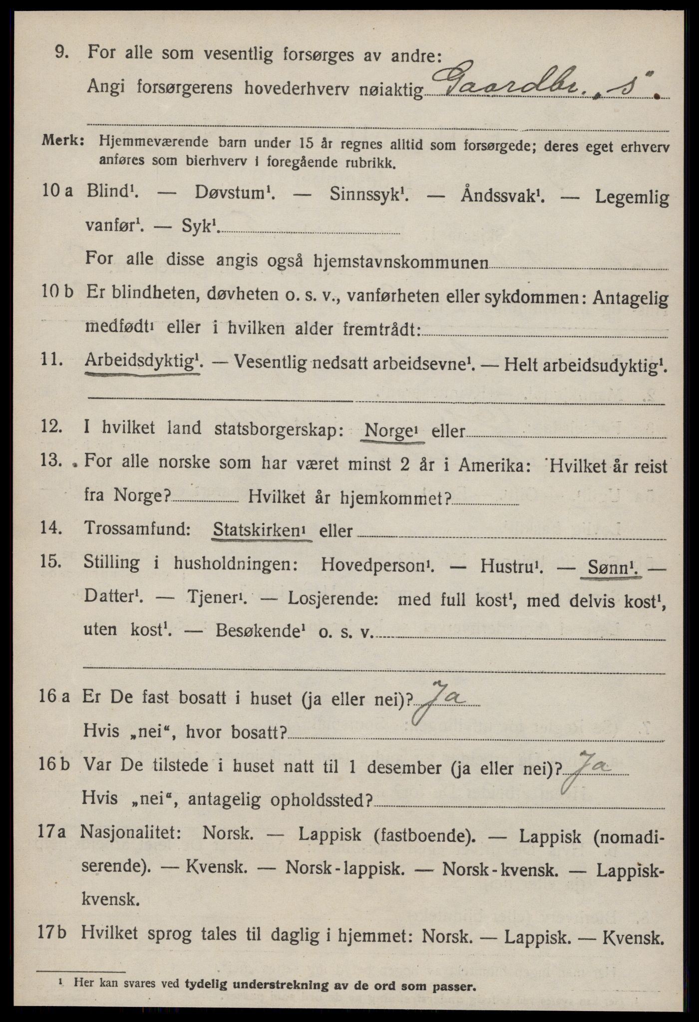 SAT, 1920 census for Soknedal, 1920, p. 1239