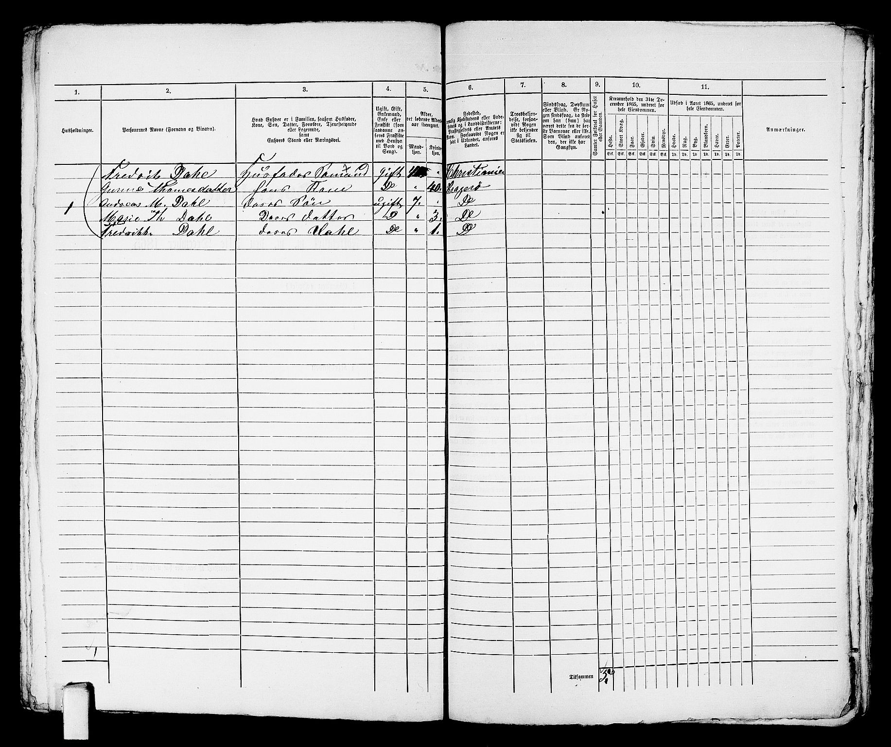 RA, 1865 census for Kragerø/Kragerø, 1865, p. 579