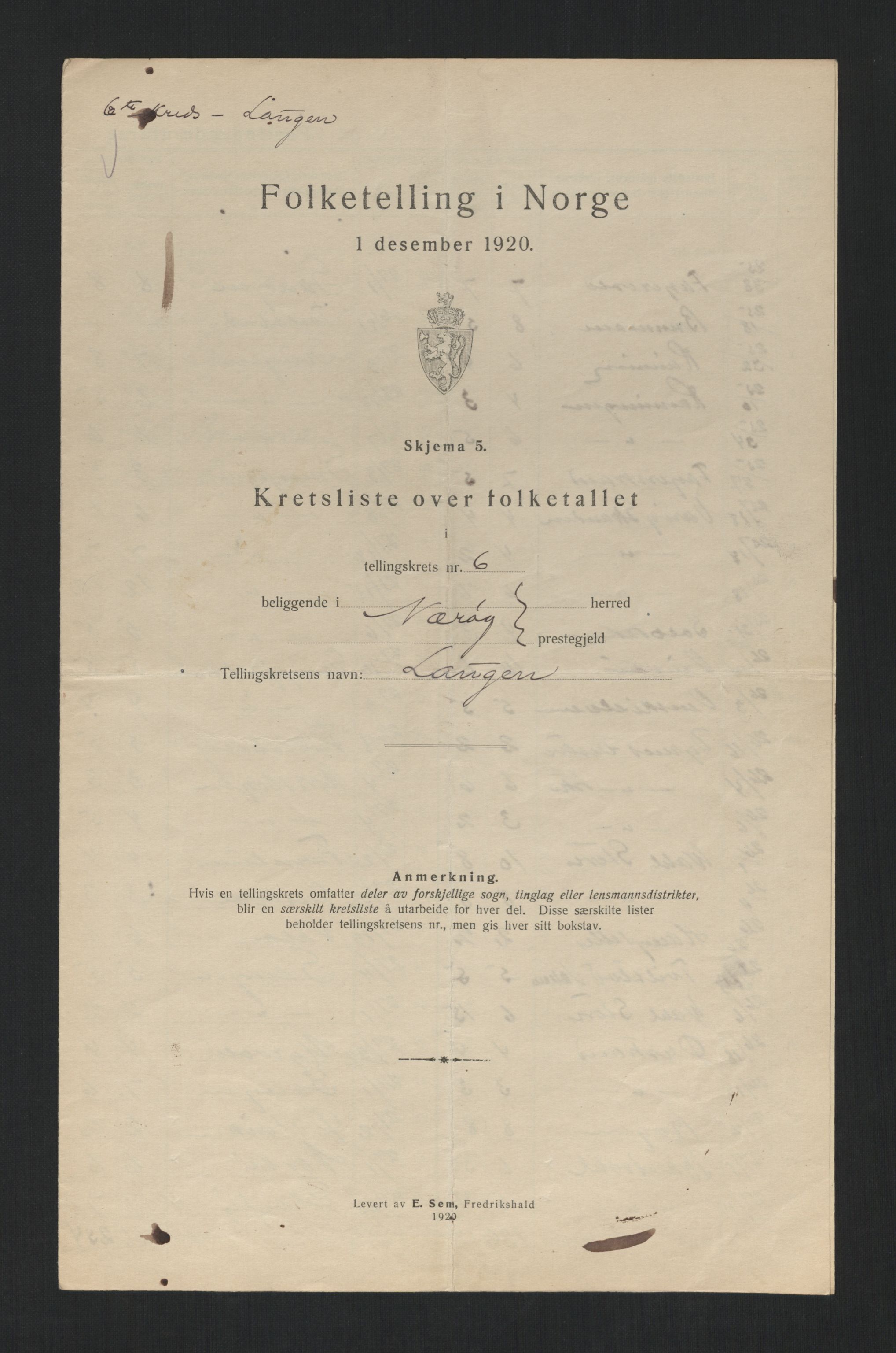 SAT, 1920 census for Nærøy, 1920, p. 23