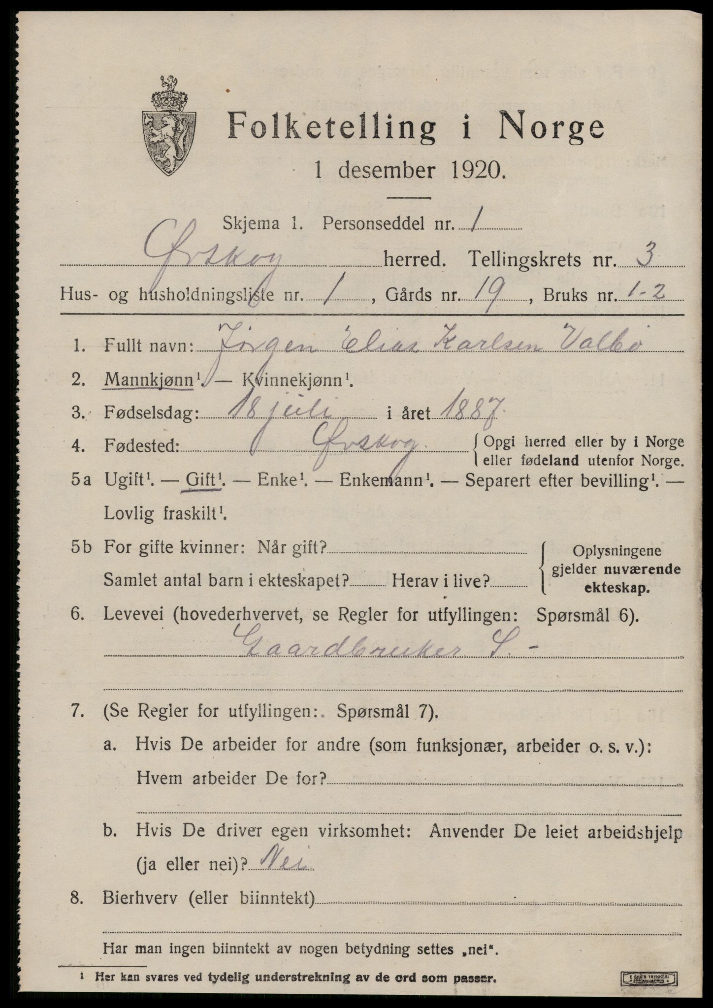 SAT, 1920 census for Ørskog, 1920, p. 1622