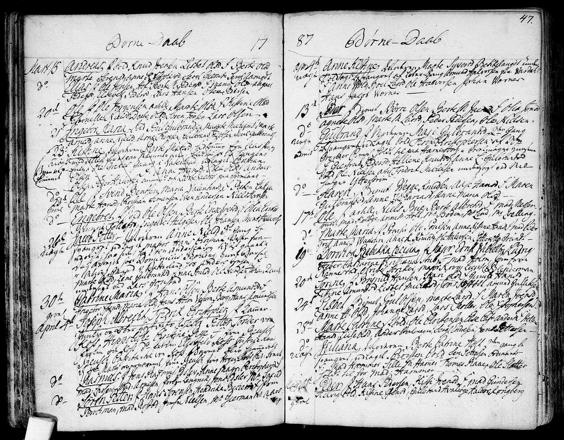 Garnisonsmenigheten Kirkebøker, SAO/A-10846/F/Fa/L0003: Parish register (official) no. 3, 1777-1809, p. 47