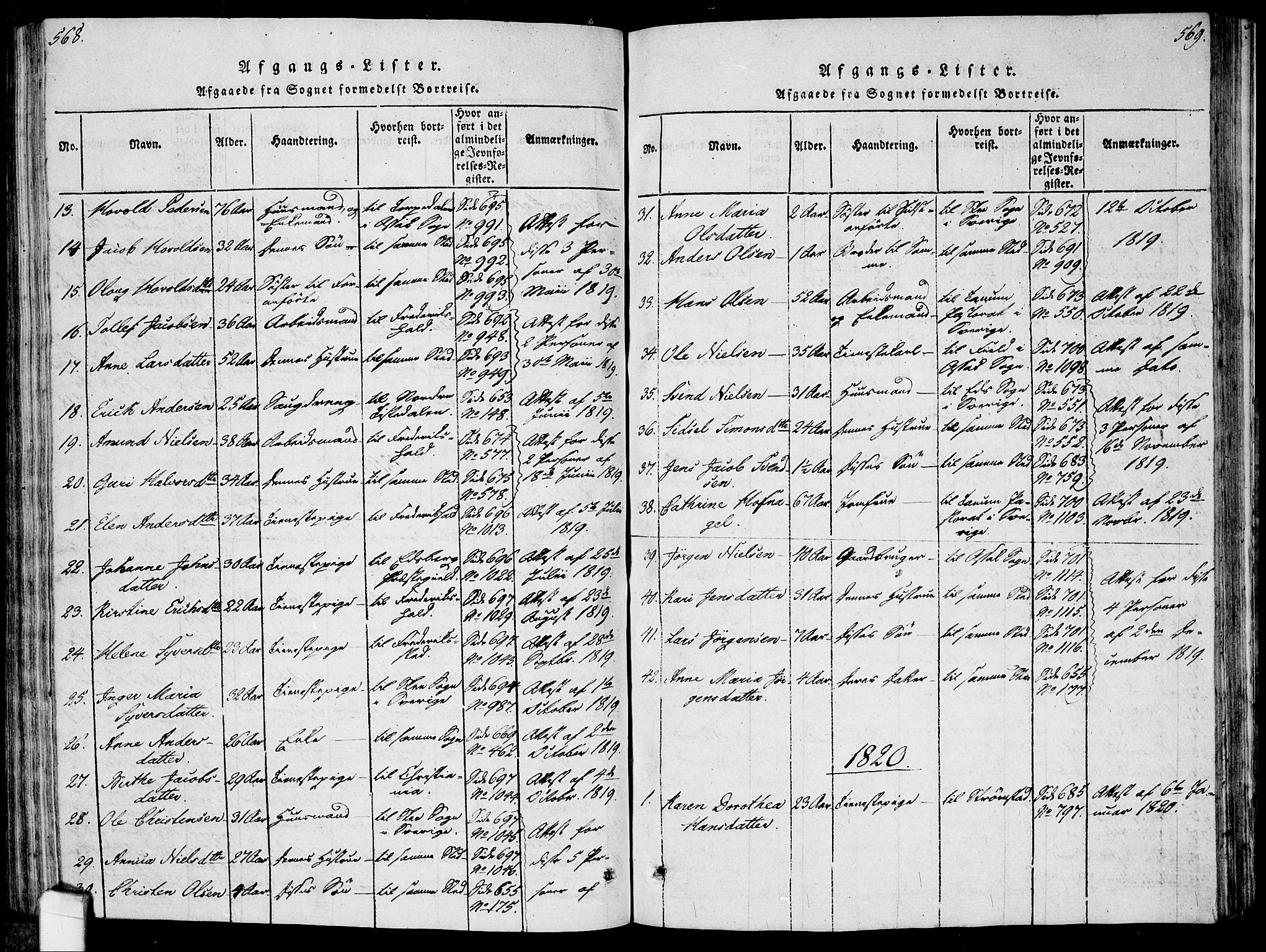 Idd prestekontor Kirkebøker, AV/SAO-A-10911/F/Fc/L0002: Parish register (official) no. III 2, 1815-1831, p. 568-569