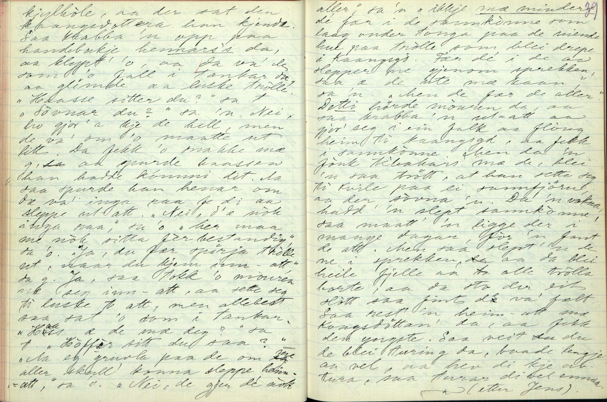 Rikard Berge, TEMU/TGM-A-1003/F/L0003/0012: 061-100 Innholdslister / 71 Kilen: sagn m.m., 1910, p. 38-39