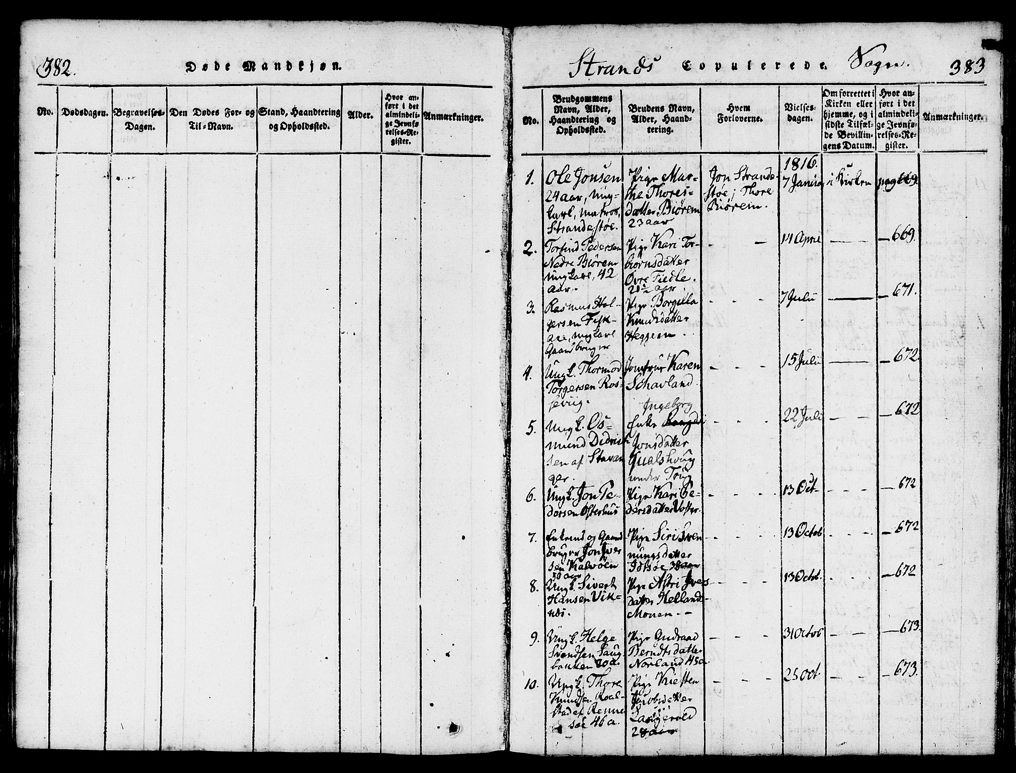 Strand sokneprestkontor, AV/SAST-A-101828/H/Ha/Haa/L0004: Parish register (official) no. A 4 /1, 1816-1833, p. 382-383