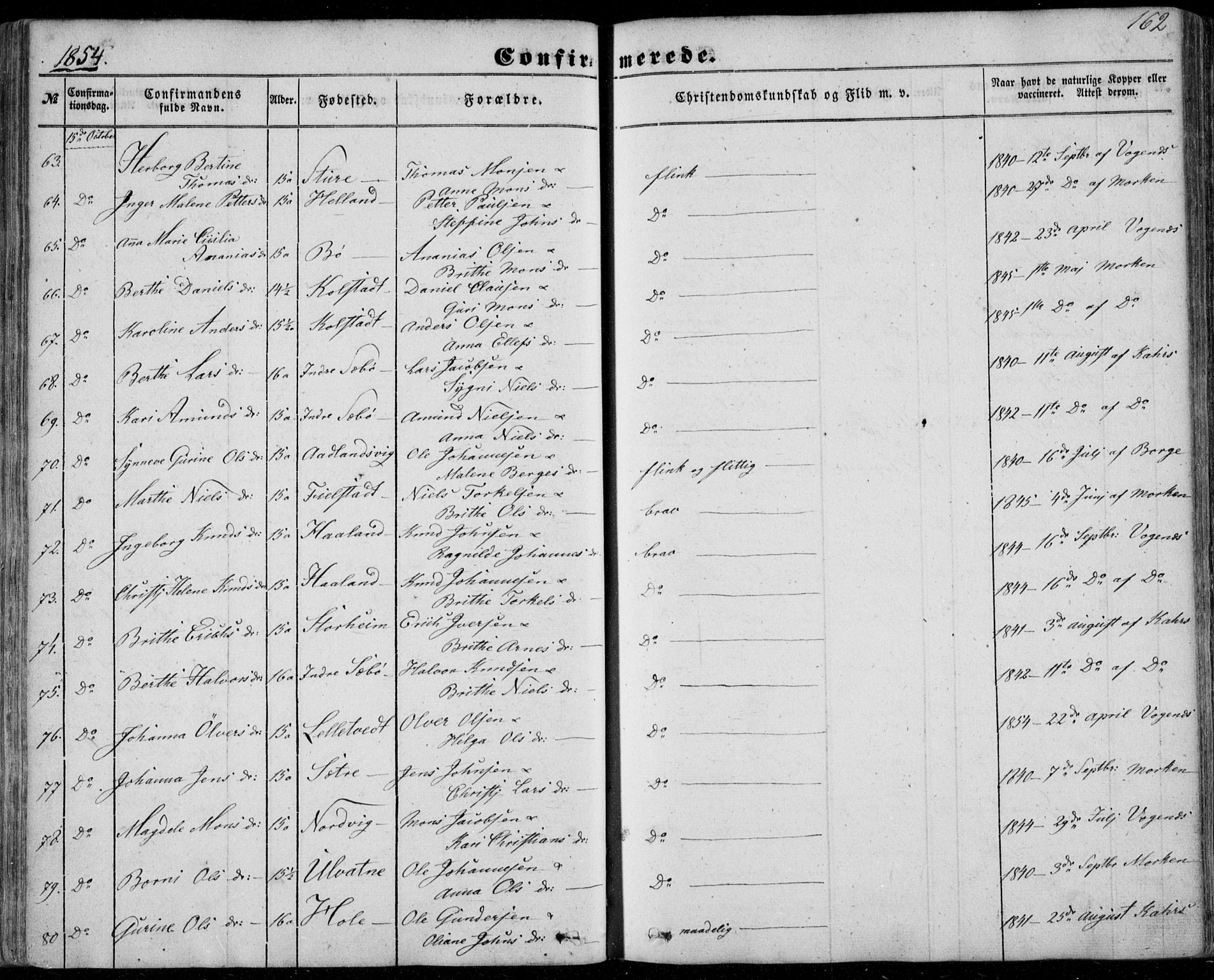 Manger sokneprestembete, SAB/A-76801/H/Haa: Parish register (official) no. A 6, 1849-1859, p. 162