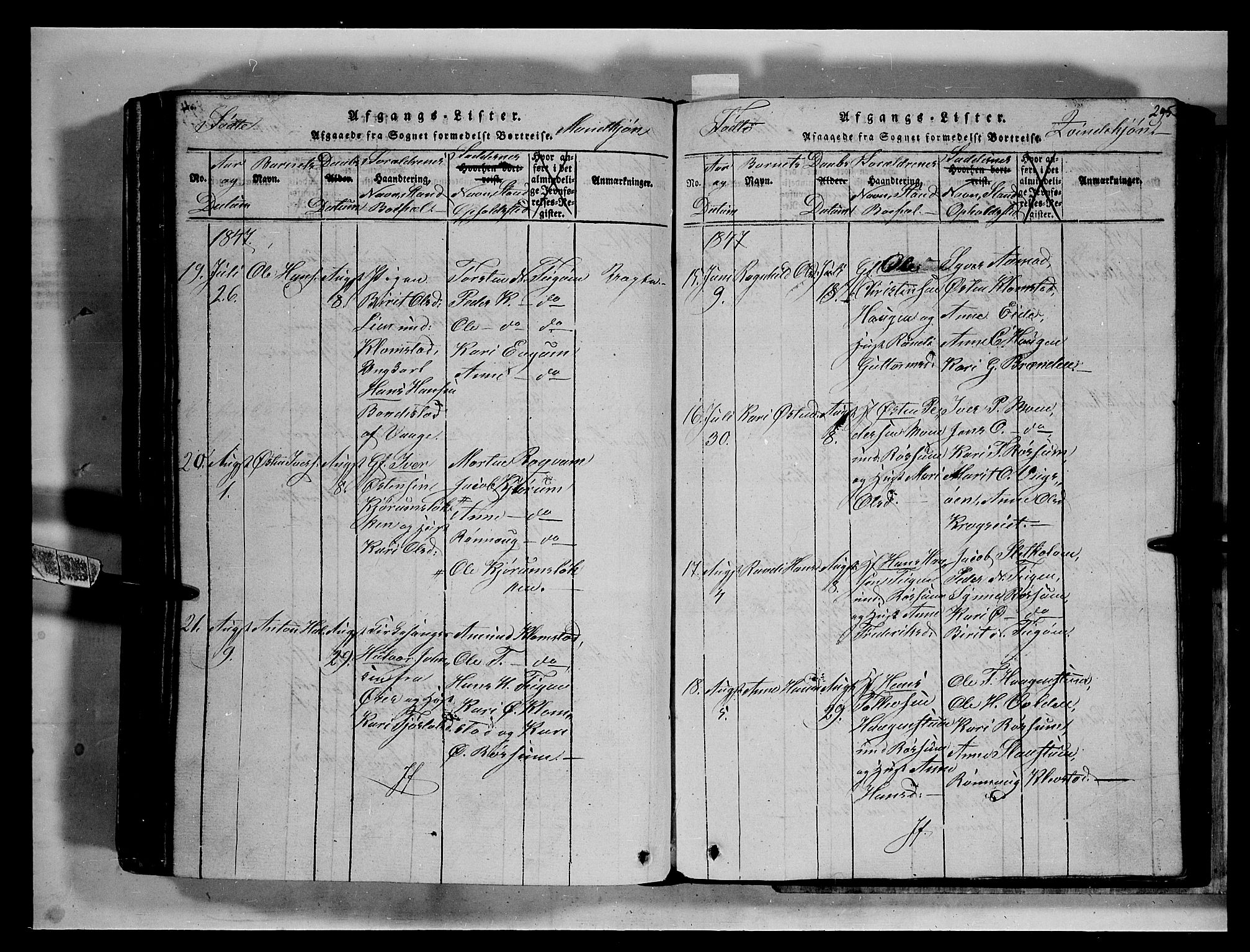 Fron prestekontor, AV/SAH-PREST-078/H/Ha/Hab/L0002: Parish register (copy) no. 2, 1816-1850, p. 295