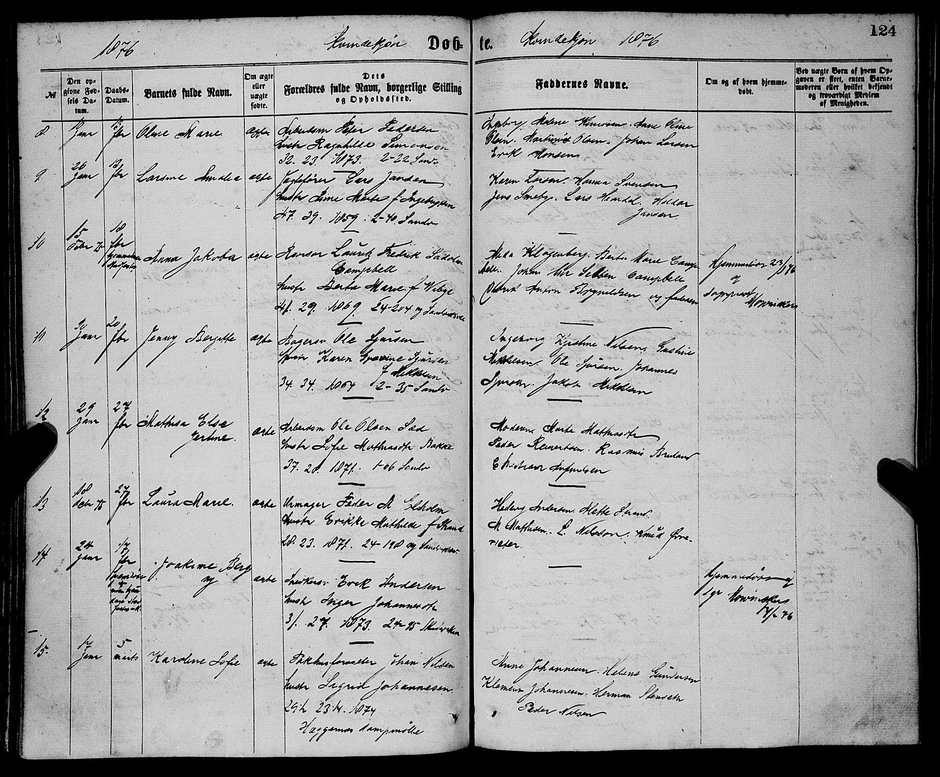 Sandviken Sokneprestembete, AV/SAB-A-77601/H/Ha/L0001: Parish register (official) no. A 1, 1867-1877, p. 124