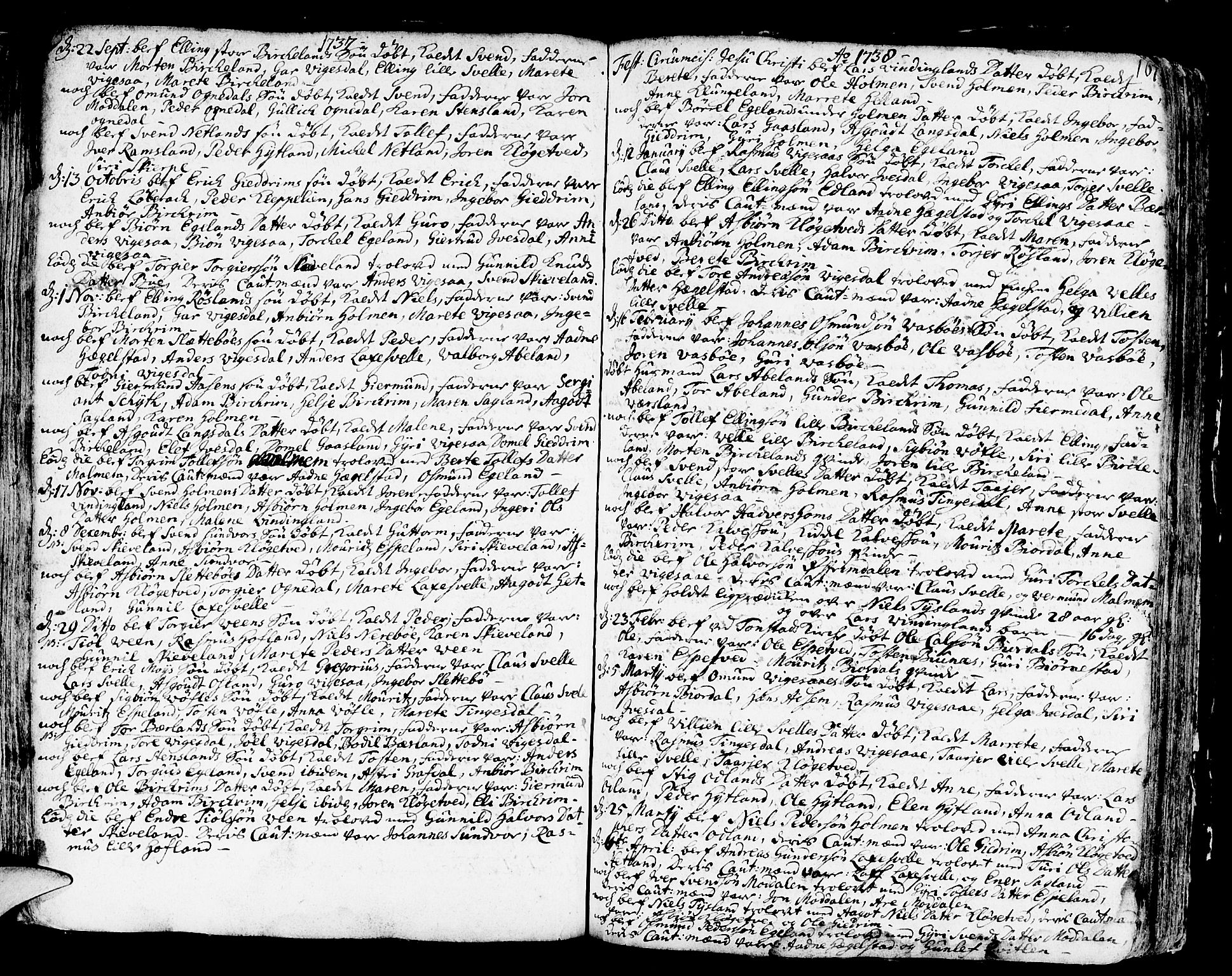 Helleland sokneprestkontor, AV/SAST-A-101810: Parish register (official) no. A 1 /2, 1713-1761, p. 167