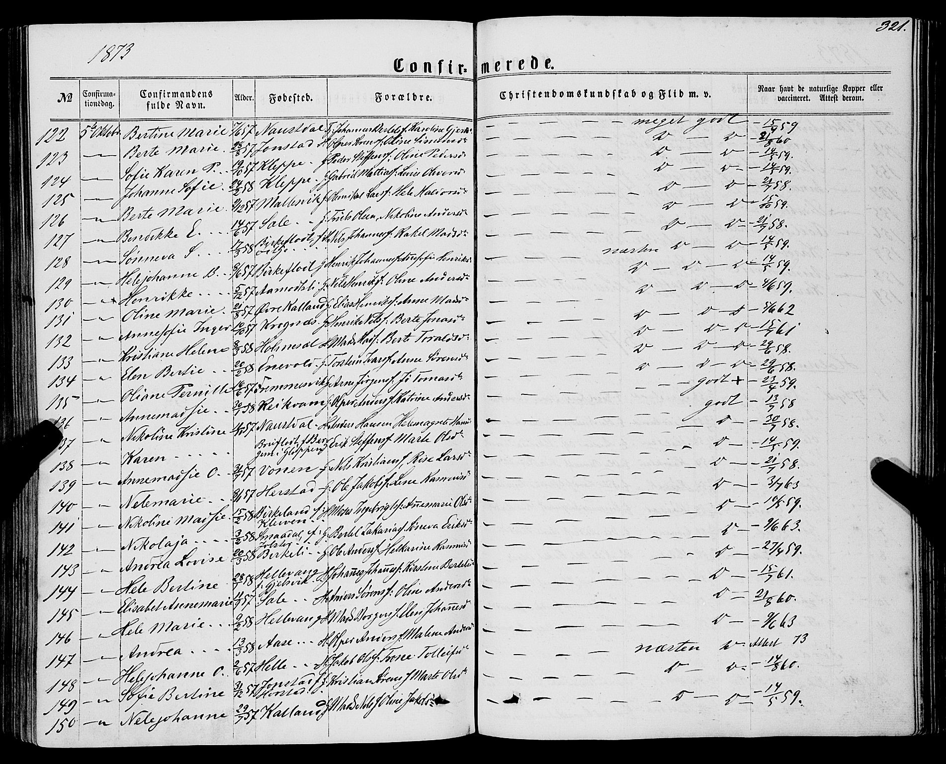 Førde sokneprestembete, SAB/A-79901/H/Haa/Haaa/L0009: Parish register (official) no. A 9, 1861-1877, p. 321