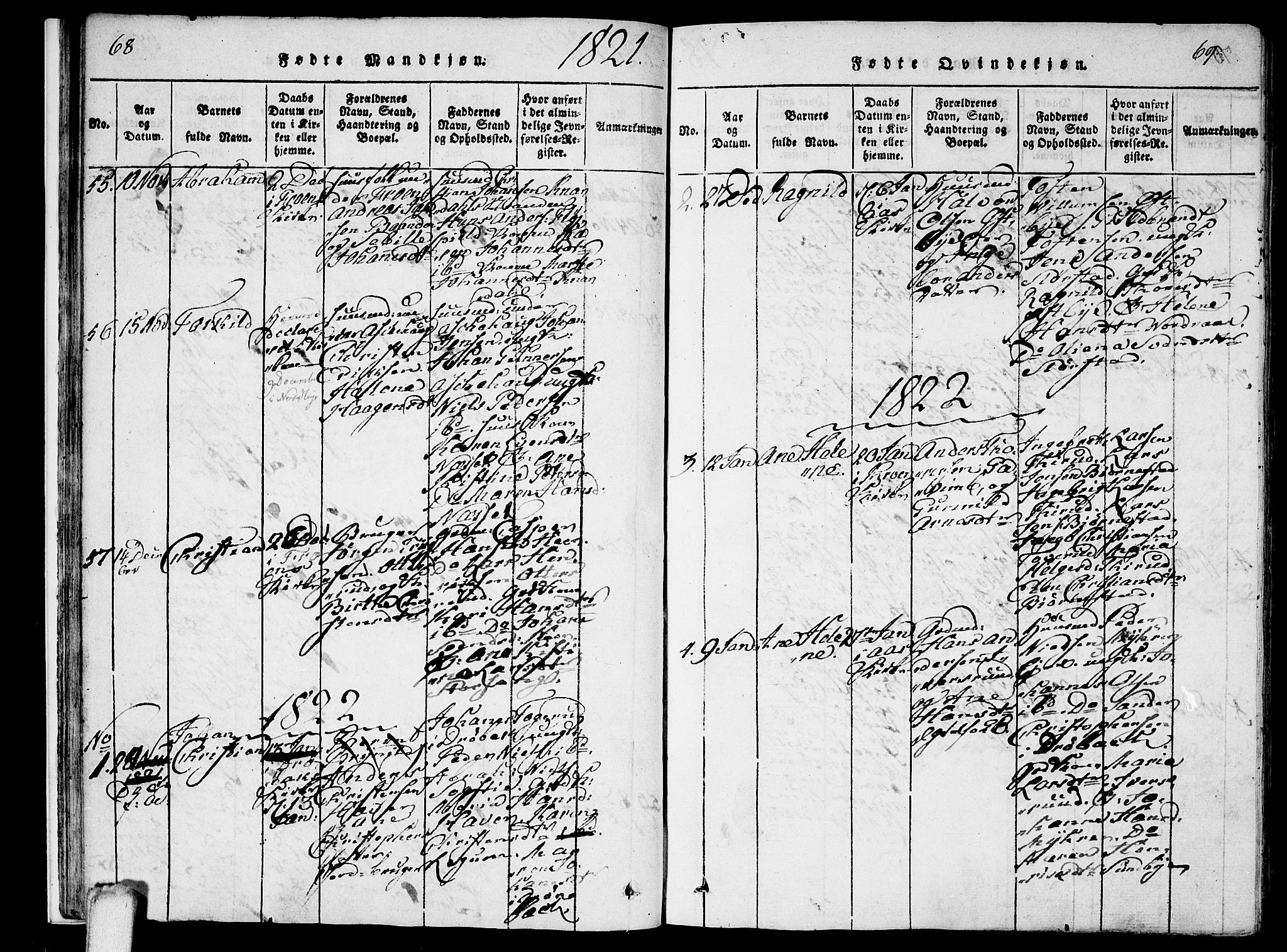 Ås prestekontor Kirkebøker, AV/SAO-A-10894/F/Fa/L0004: Parish register (official) no. I 4, 1818-1826, p. 68-69