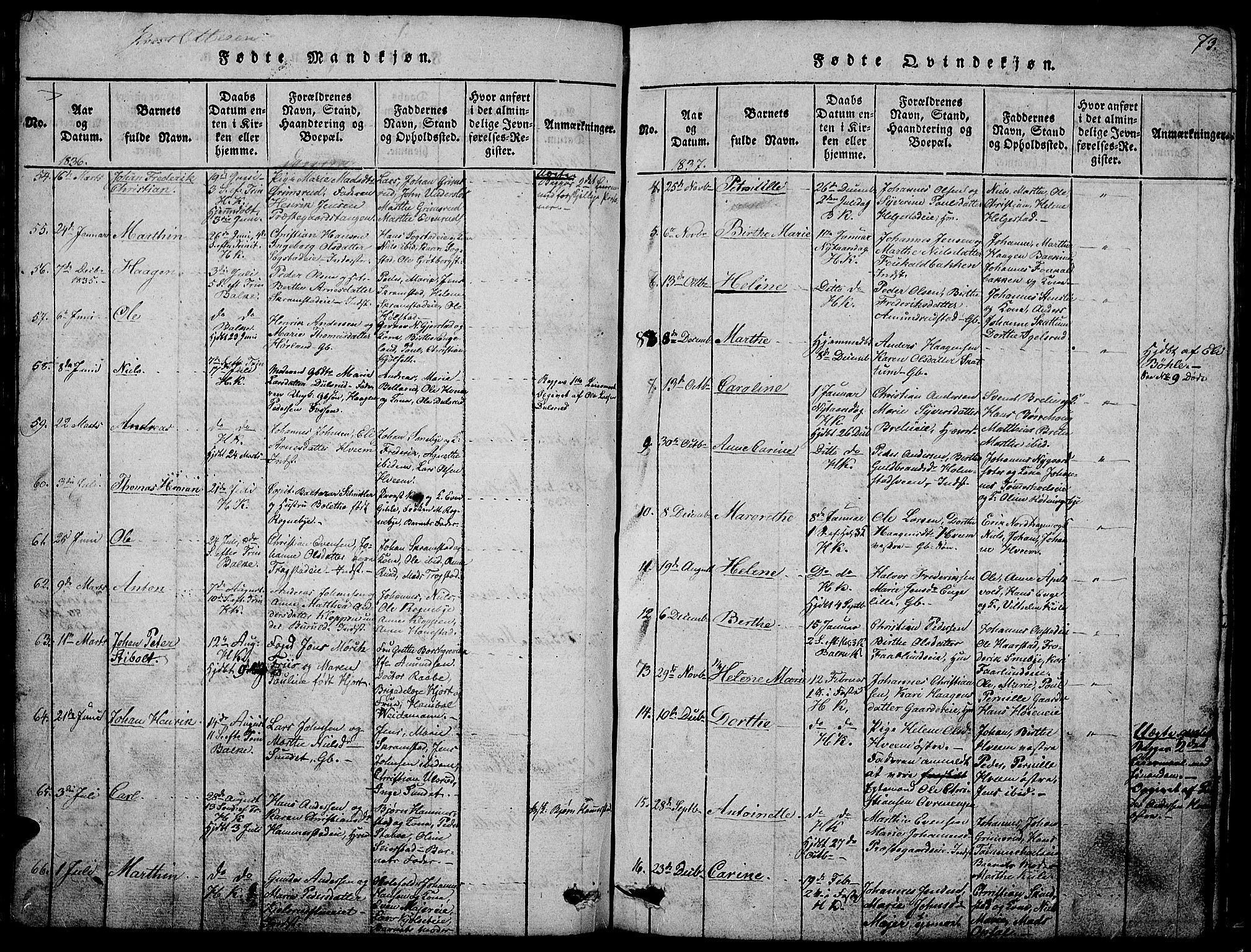 Østre Toten prestekontor, SAH/PREST-104/H/Ha/Hab/L0001: Parish register (copy) no. 1, 1827-1839, p. 73