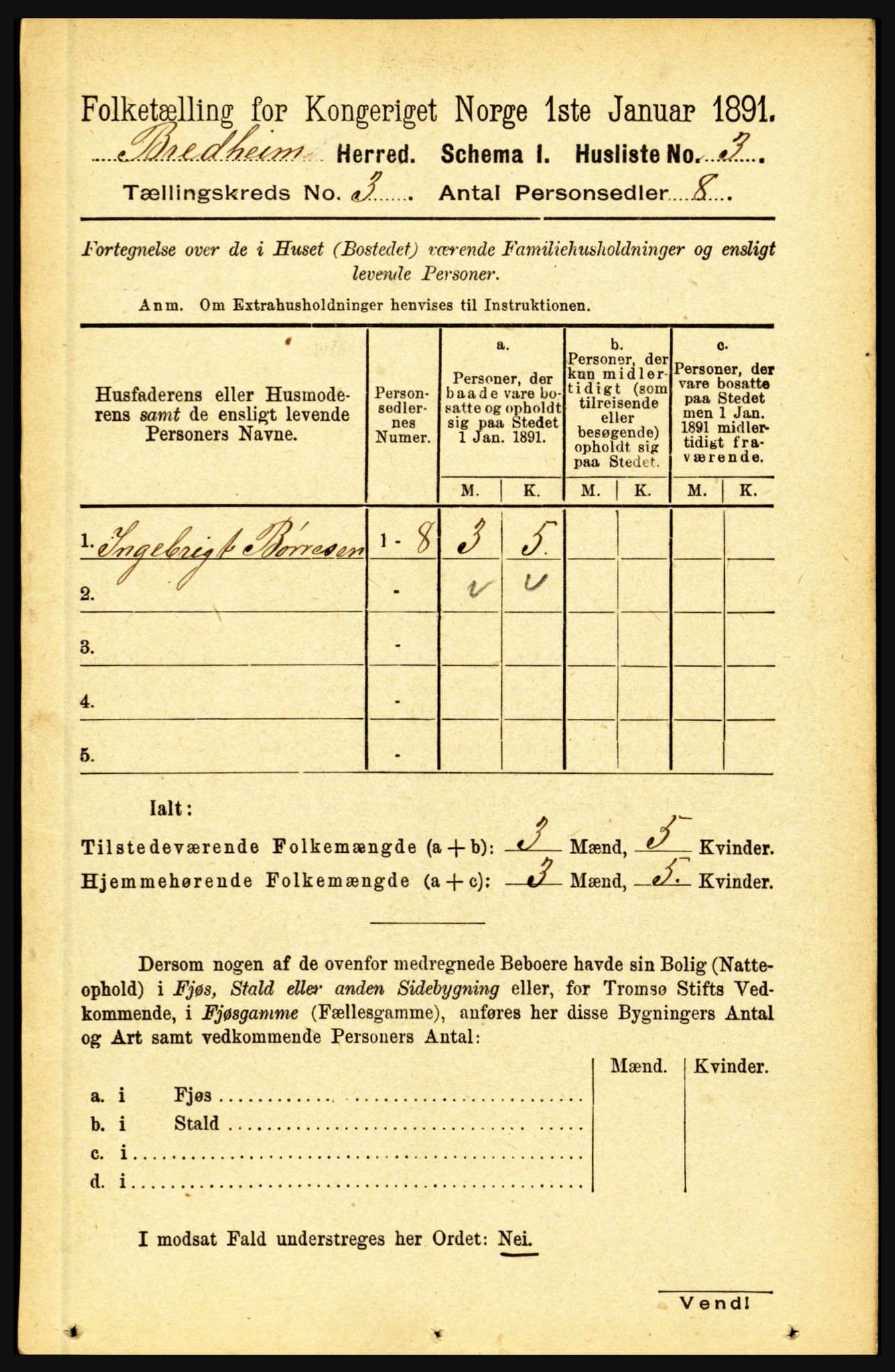 RA, 1891 census for 1446 Breim, 1891, p. 822