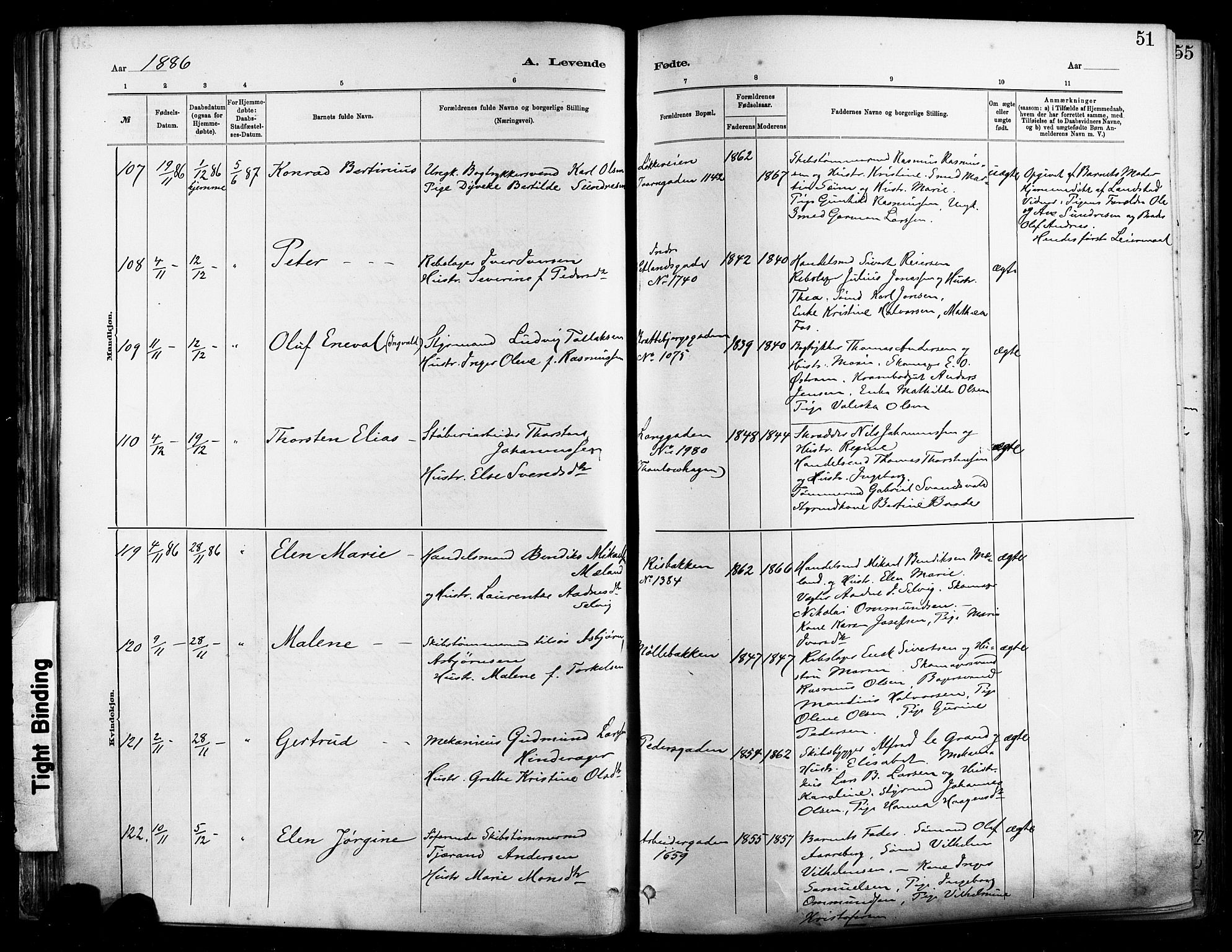 St. Johannes sokneprestkontor, SAST/A-101814/001/30/30BA/L0001: Parish register (official) no. A 1, 1885-1891, p. 51