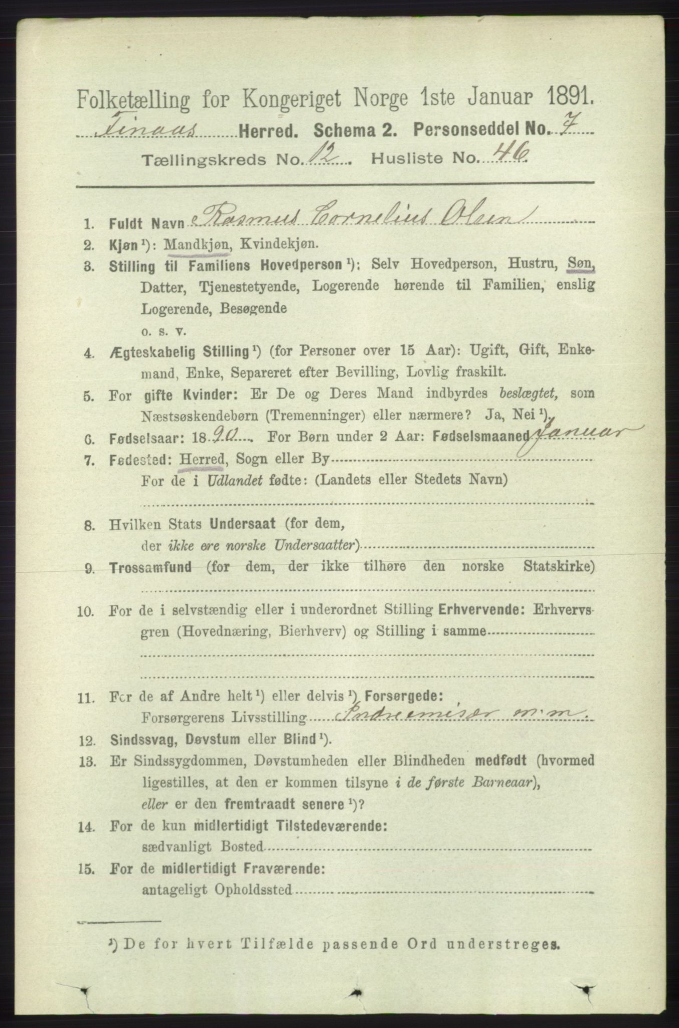 RA, 1891 census for 1218 Finnås, 1891, p. 5568