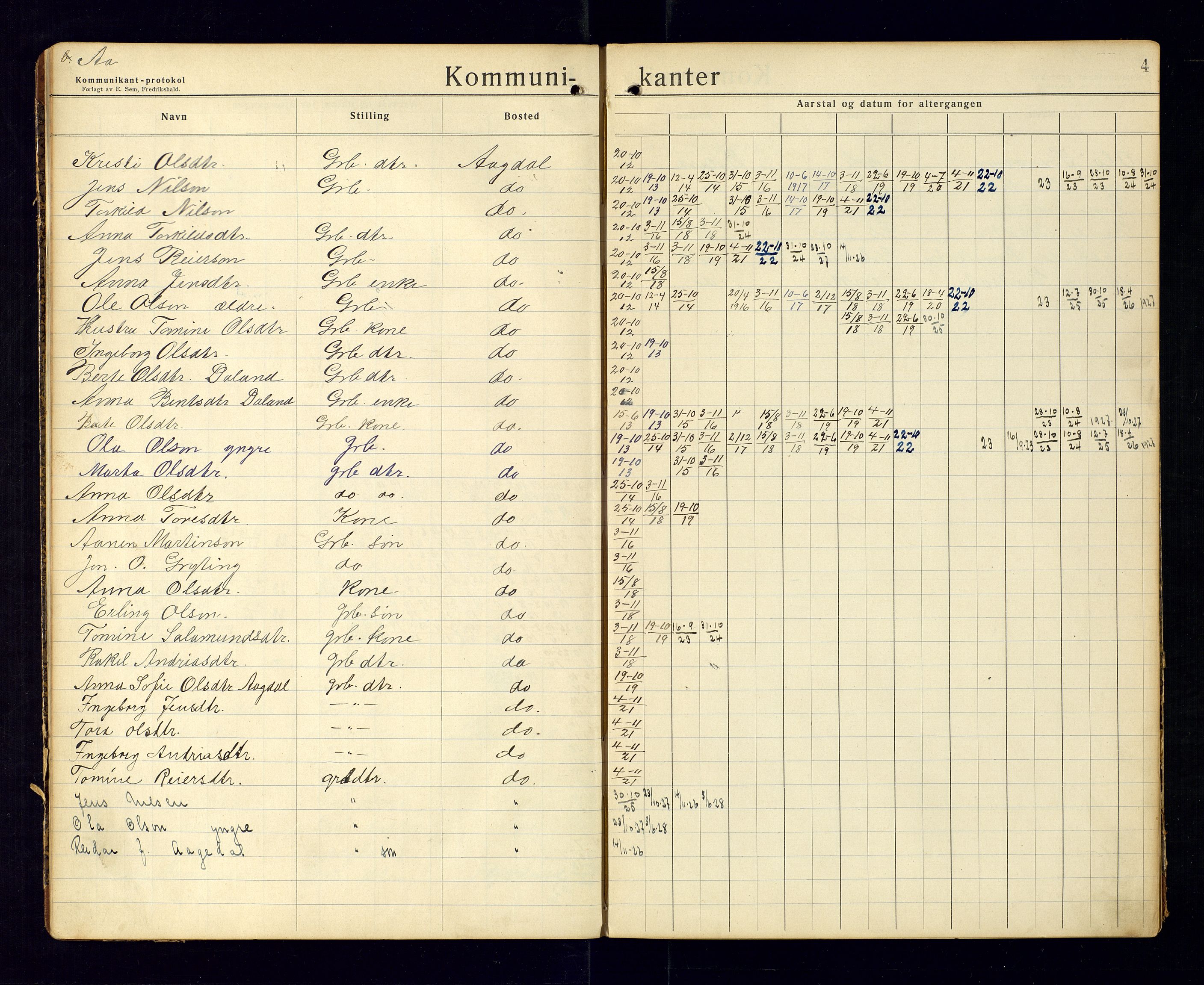 Bjelland sokneprestkontor, AV/SAK-1111-0005/F/Fc/Fca/L0002: Communicants register no. C-3, 1912-1958, p. 4