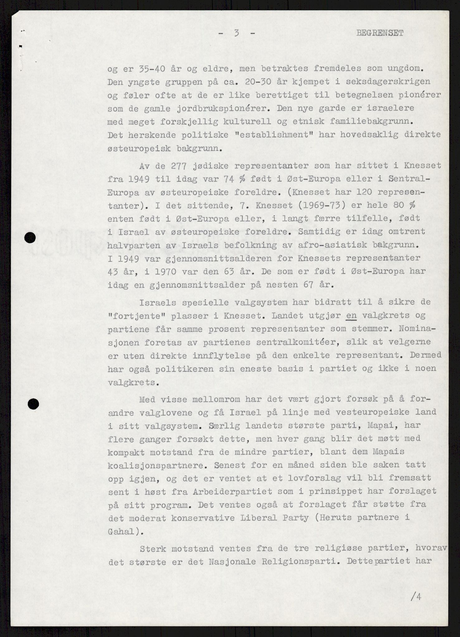 Utenriksdepartementet, hovedarkiv, AV/RA-S-6794/D/Db/Dba/L0776/0003: Verdenspolitikk. Fremmede staters politikk (G.L.) / Israel: Politikk (2 mapper), 1970-1972, p. 44