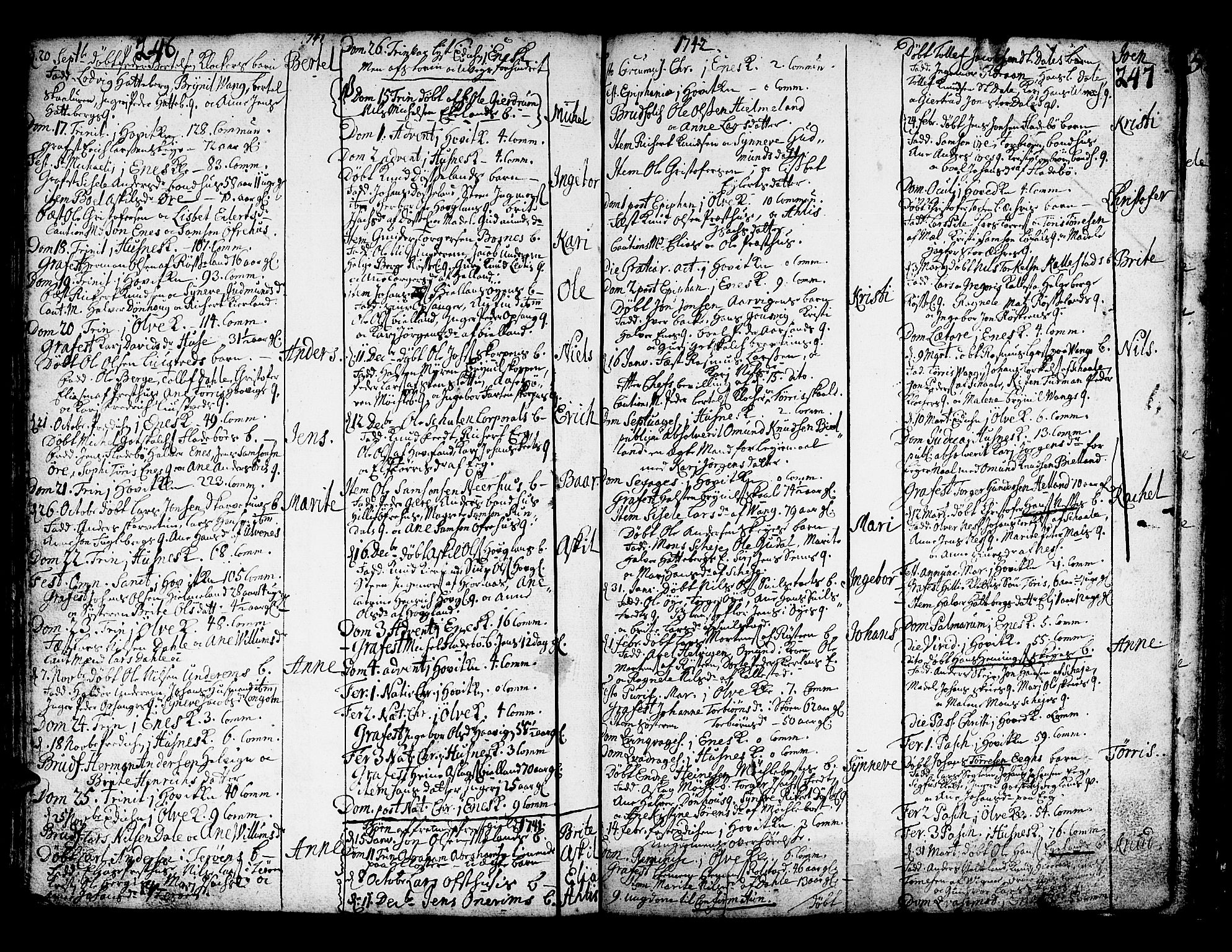 Kvinnherad sokneprestembete, SAB/A-76401/H/Haa: Parish register (official) no. A 2, 1710-1753, p. 246-247
