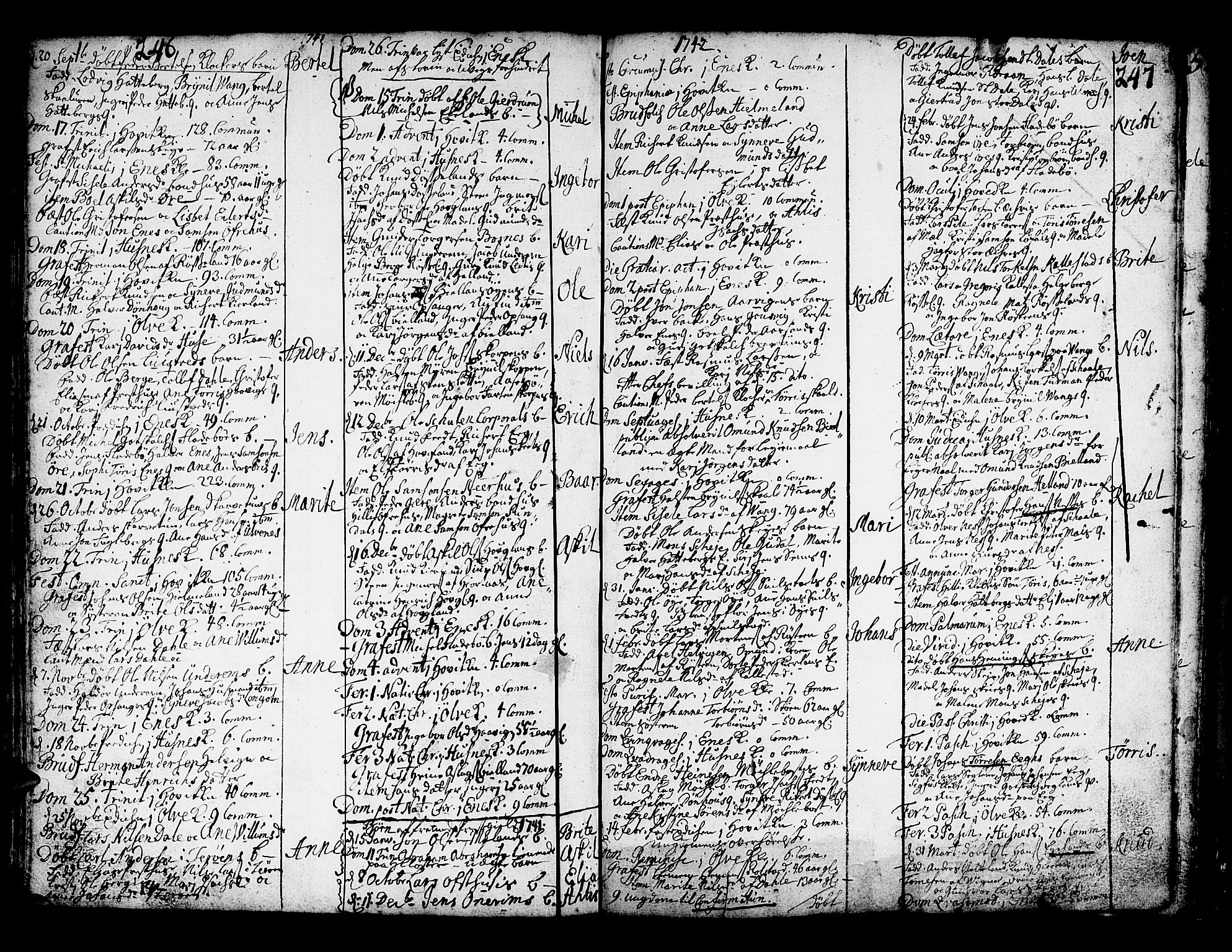 Kvinnherad sokneprestembete, AV/SAB-A-76401/H/Haa: Parish register (official) no. A 2, 1710-1753, p. 246-247