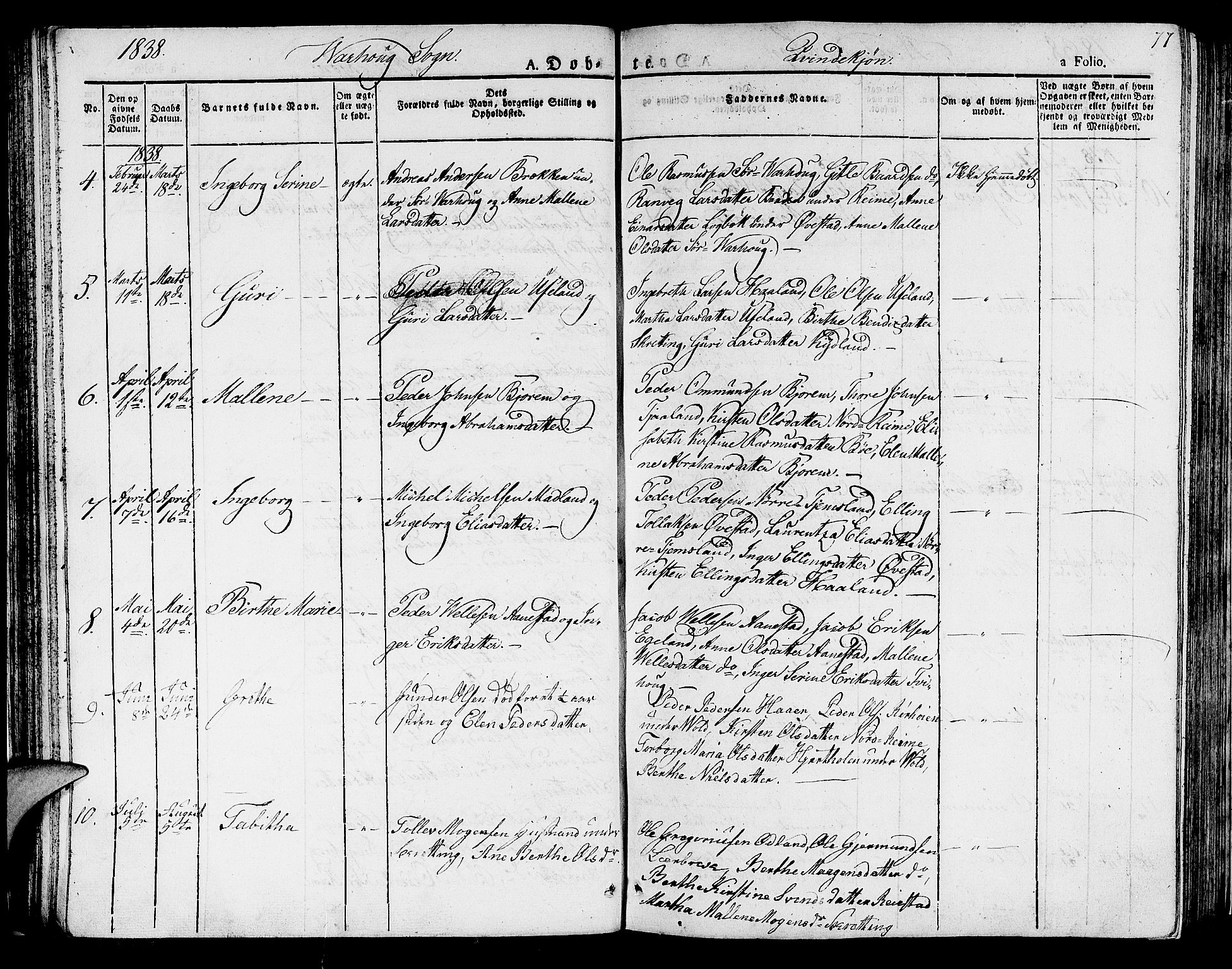 Hå sokneprestkontor, AV/SAST-A-101801/001/30BA/L0004: Parish register (official) no. A 4.1 /2, 1826-1841, p. 77