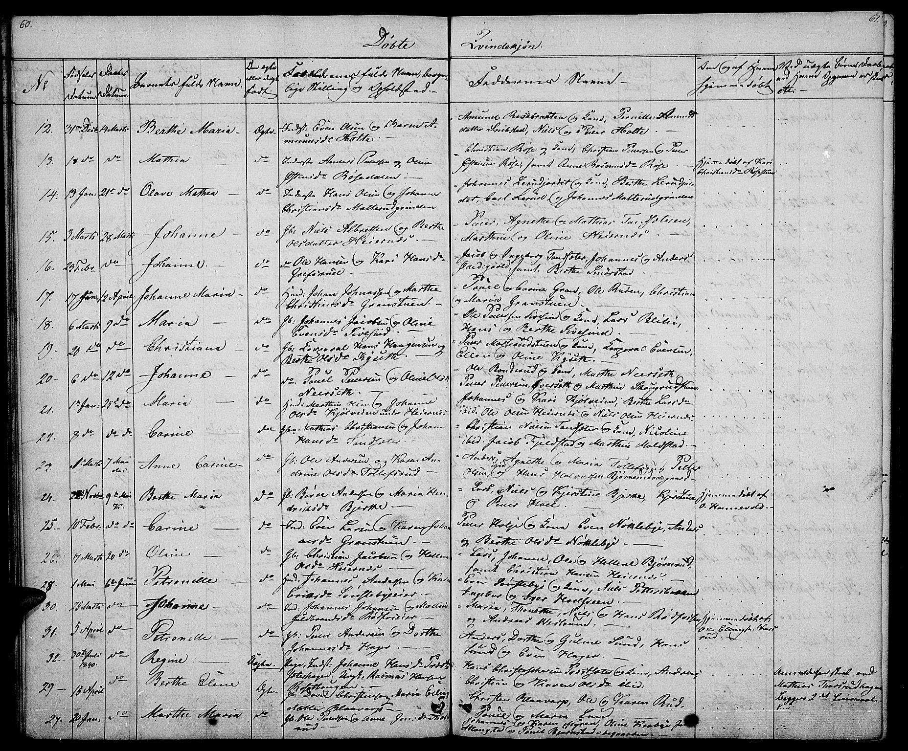 Vestre Toten prestekontor, AV/SAH-PREST-108/H/Ha/Hab/L0002: Parish register (copy) no. 2, 1836-1848, p. 60-61