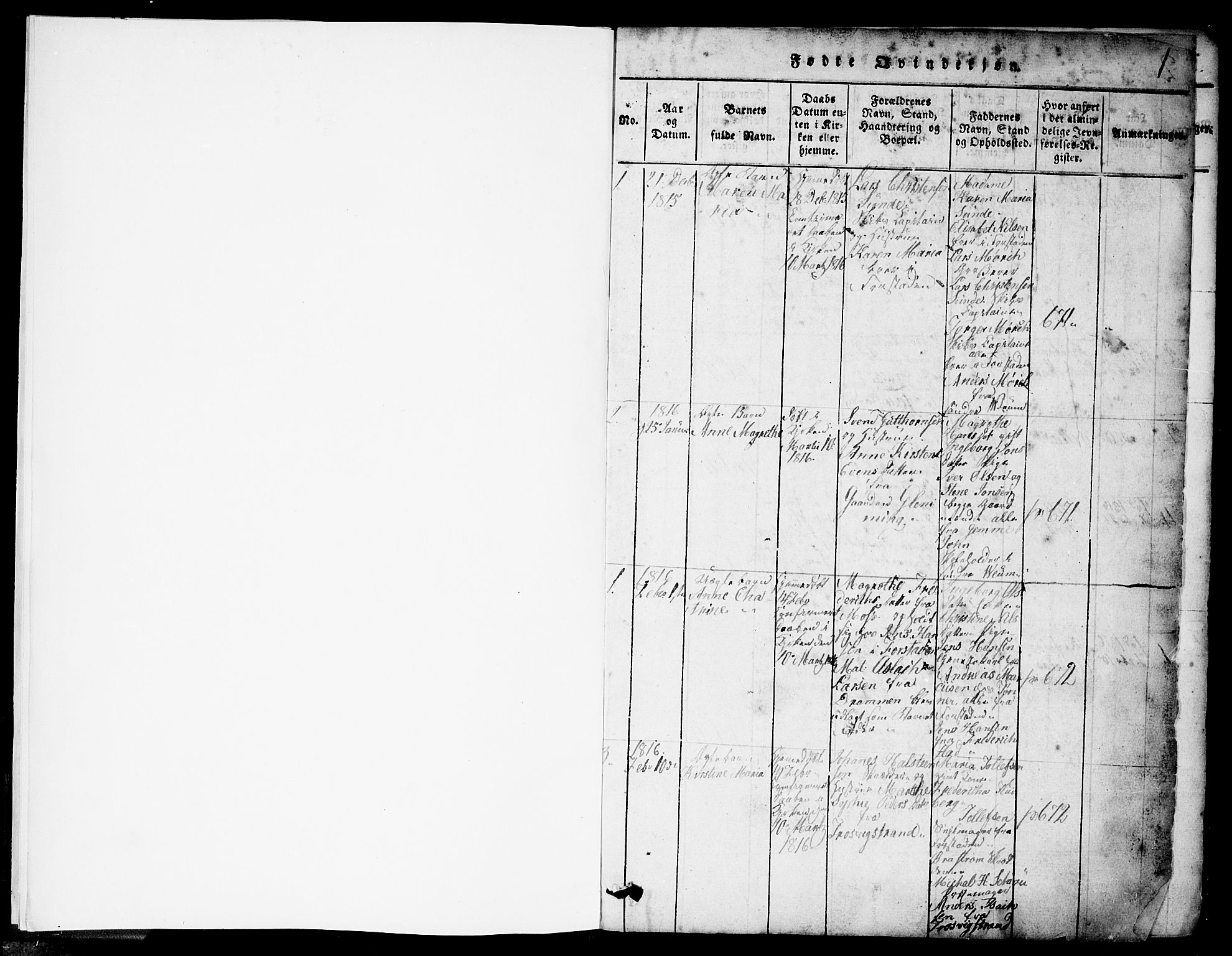 Glemmen prestekontor Kirkebøker, SAO/A-10908/F/Fa/L0004: Parish register (official) no. 4, 1816-1838, p. 0-1