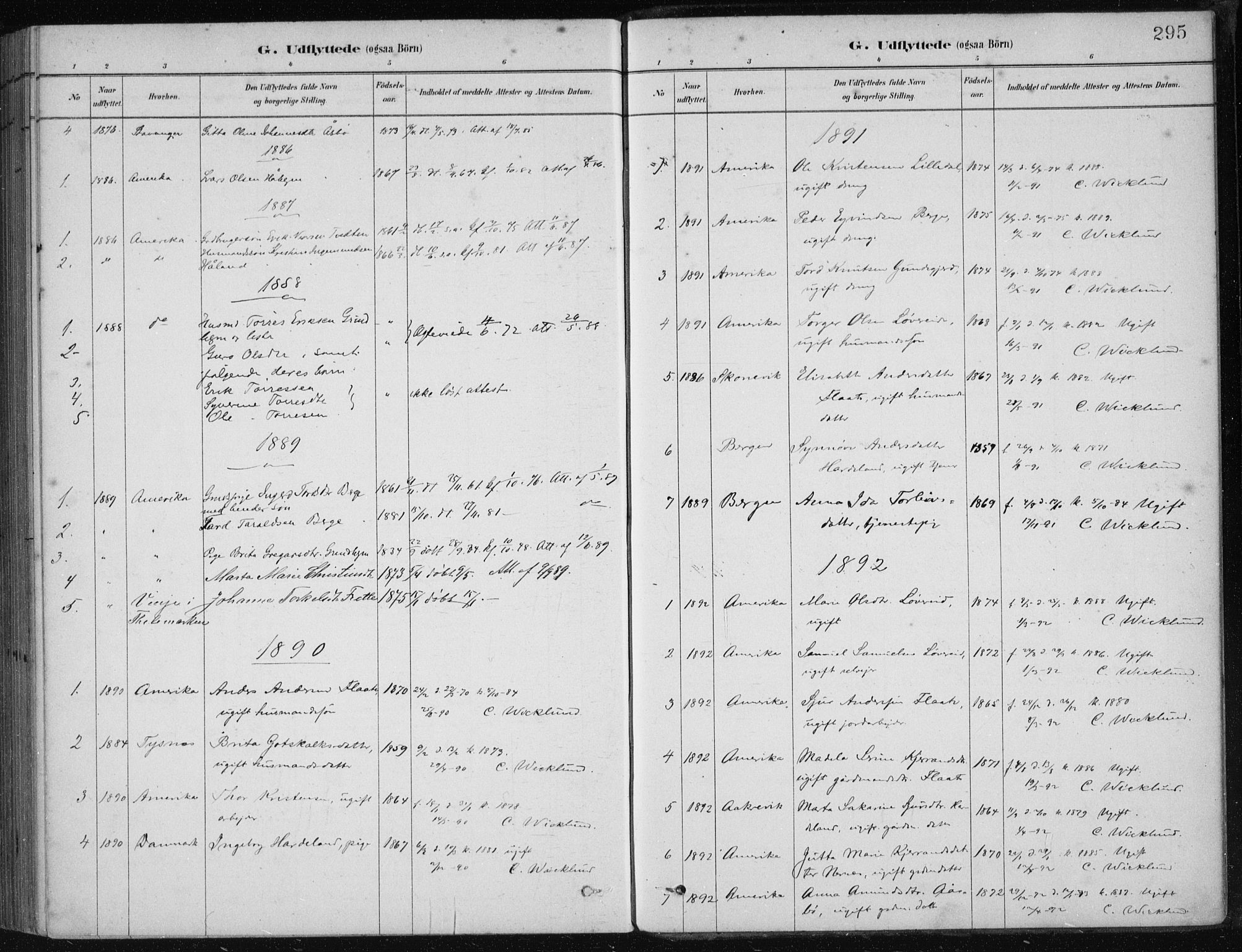 Etne sokneprestembete, AV/SAB-A-75001/H/Haa: Parish register (official) no. D  1, 1879-1919, p. 295