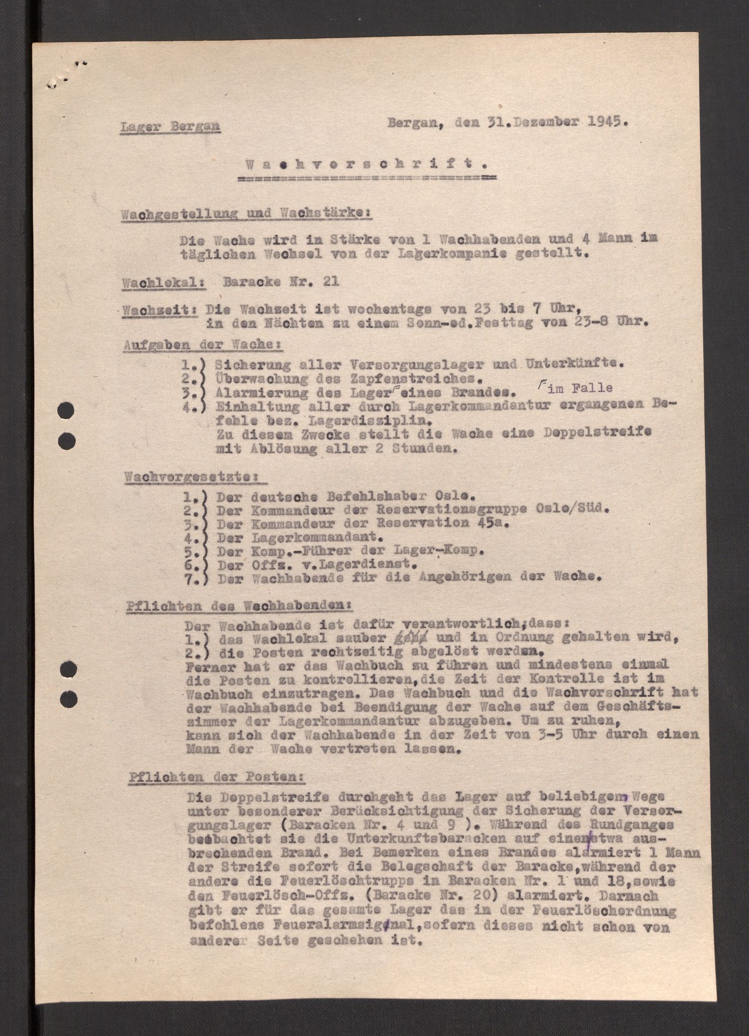 Deutscher Oberbefehlshaber Norwegen (DOBN), AV/RA-RAFA-2197/D/Dja/L0070/0001: DBO Abt. 1a / Lagerordnungen, 1946