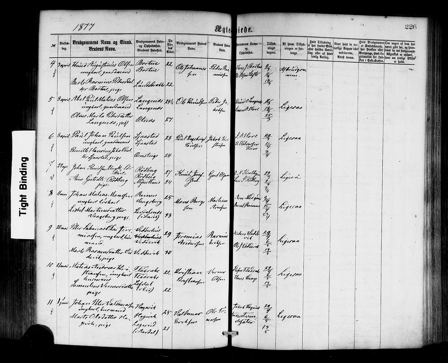 Selje sokneprestembete, SAB/A-99938/H/Ha/Haa/Haaa: Parish register (official) no. A 12, 1870-1880, p. 226
