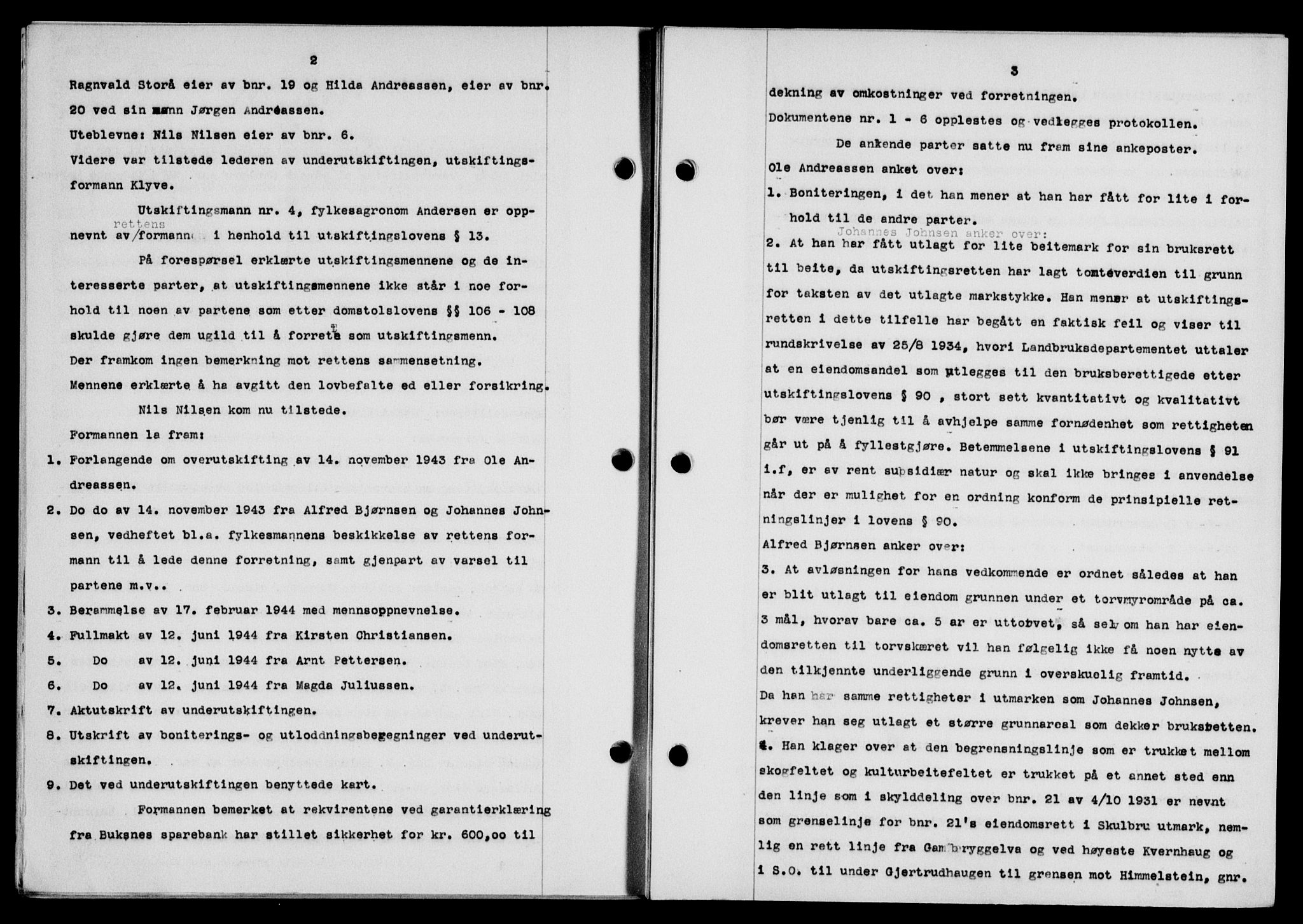 Lofoten sorenskriveri, SAT/A-0017/1/2/2C/L0013a: Mortgage book no. 13a, 1944-1946, Diary no: : 1352/1944