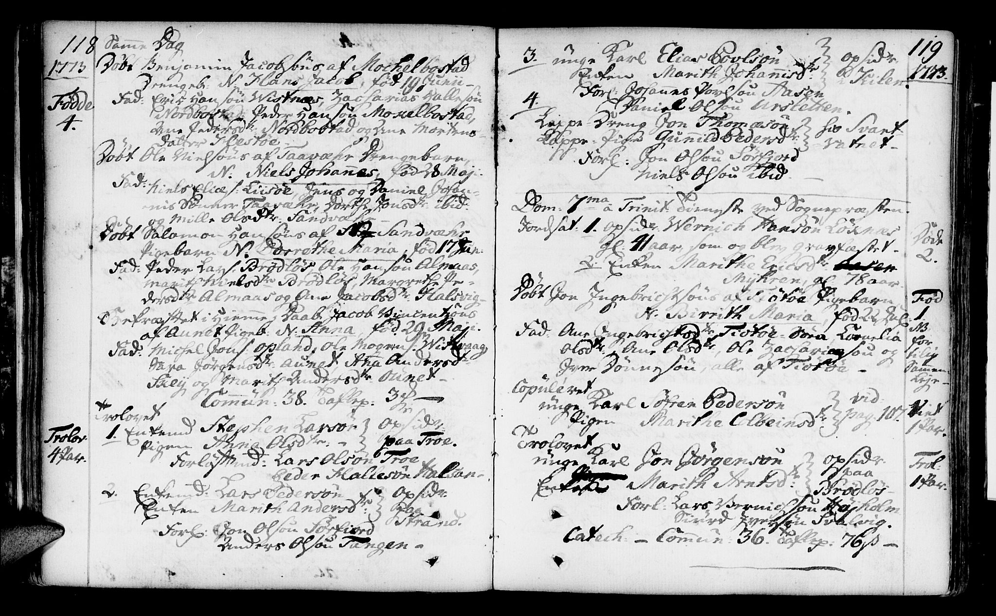 Ministerialprotokoller, klokkerbøker og fødselsregistre - Nordland, SAT/A-1459/817/L0260: Parish register (official) no. 817A02 /1, 1768-1776, p. 118-119