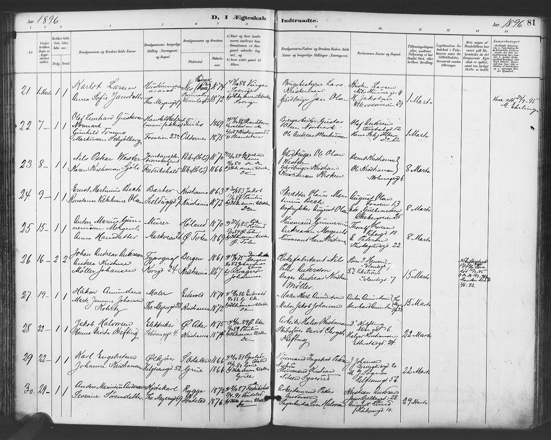 Paulus prestekontor Kirkebøker, AV/SAO-A-10871/F/Fa/L0009: Parish register (official) no. 9, 1891-1901, p. 81