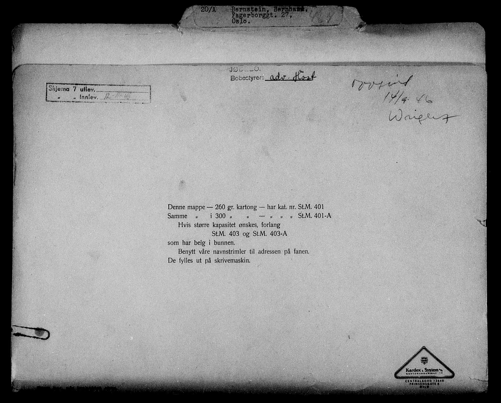 Justisdepartementet, Tilbakeføringskontoret for inndratte formuer, RA/S-1564/H/Hc/Hcc/L0921: --, 1945-1947, p. 451