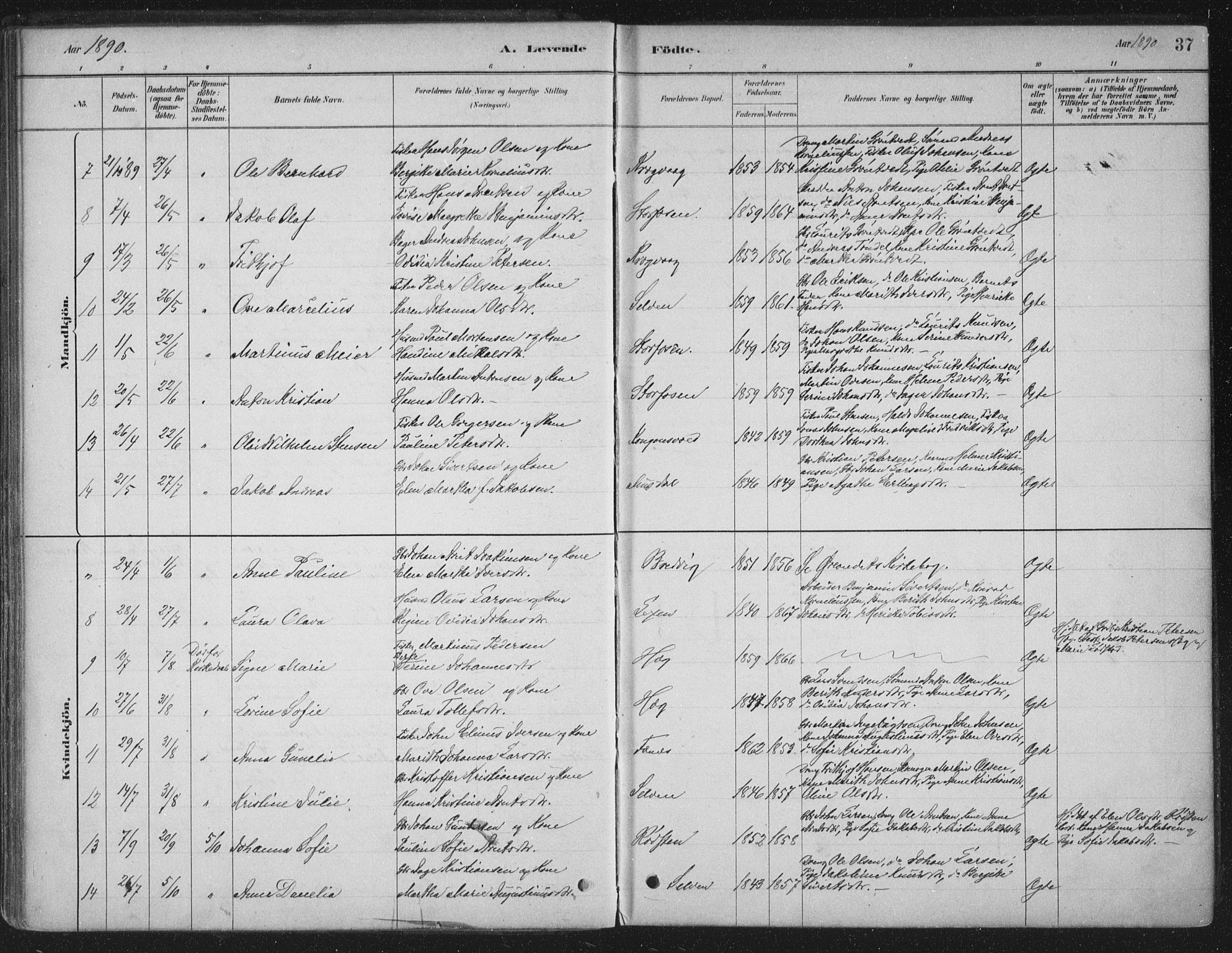 Ministerialprotokoller, klokkerbøker og fødselsregistre - Sør-Trøndelag, SAT/A-1456/662/L0755: Parish register (official) no. 662A01, 1879-1905, p. 37