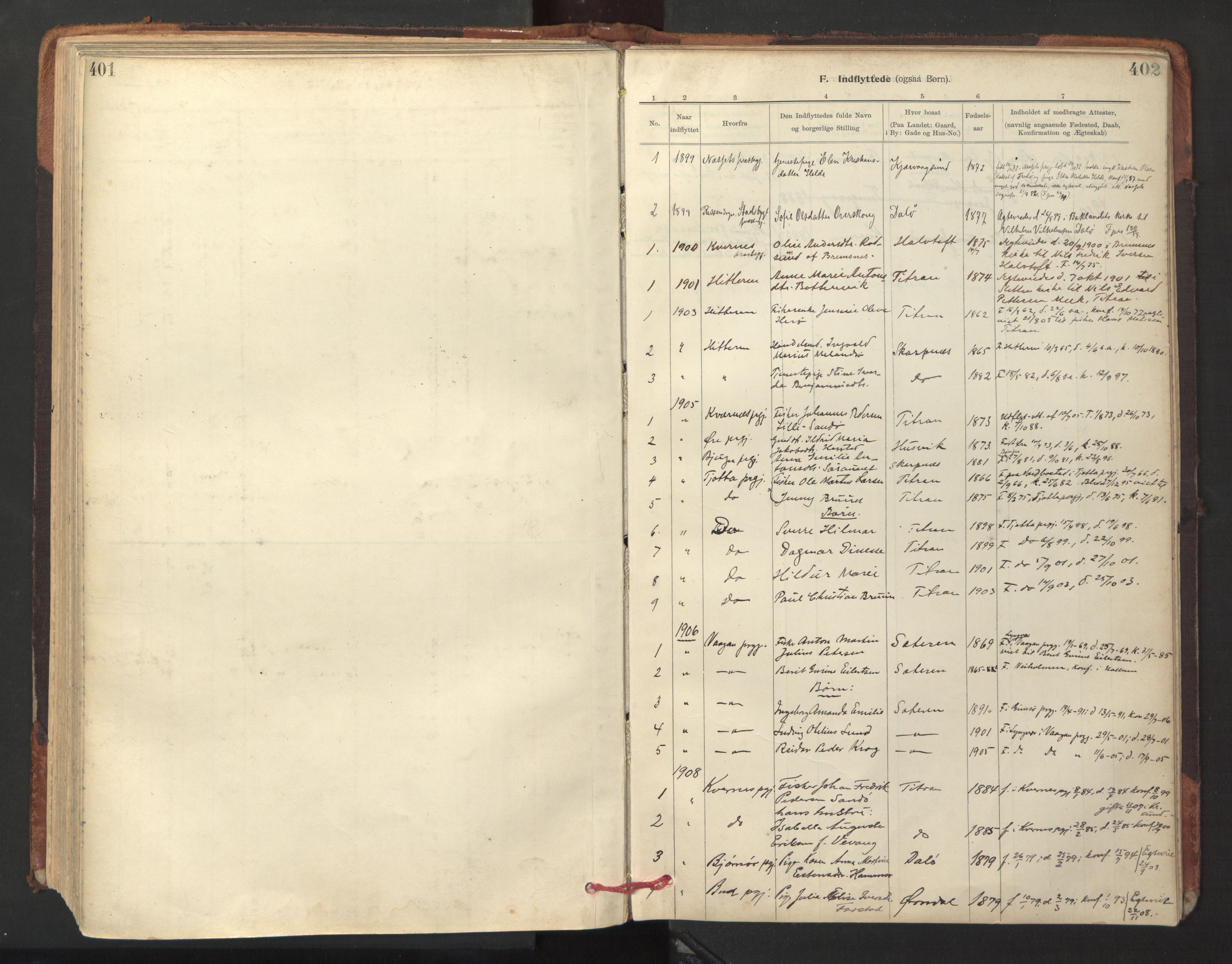 Ministerialprotokoller, klokkerbøker og fødselsregistre - Sør-Trøndelag, SAT/A-1456/641/L0596: Parish register (official) no. 641A02, 1898-1915, p. 401-402