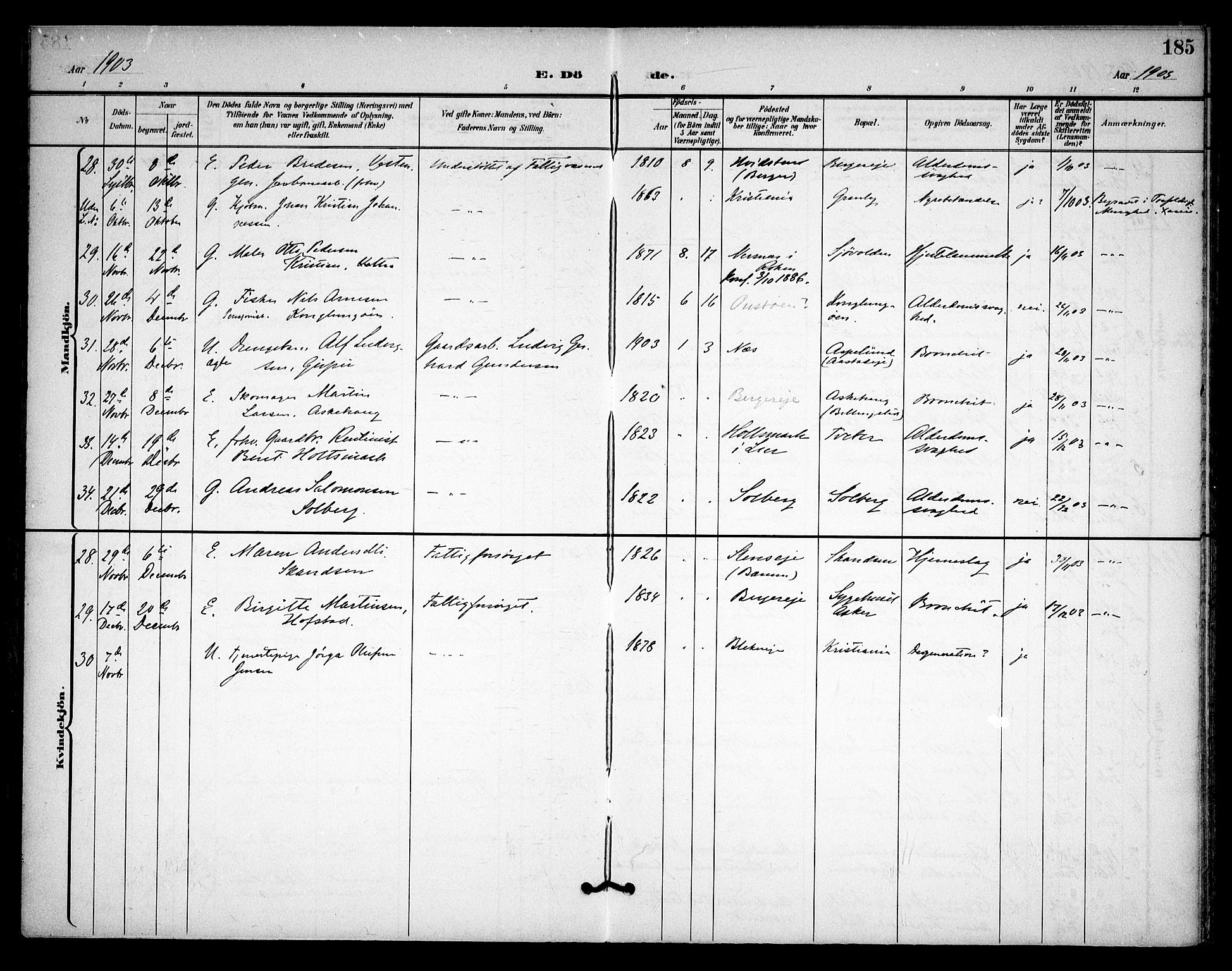 Asker prestekontor Kirkebøker, AV/SAO-A-10256a/F/Fa/L0015: Parish register (official) no. I 15, 1896-1915, p. 185