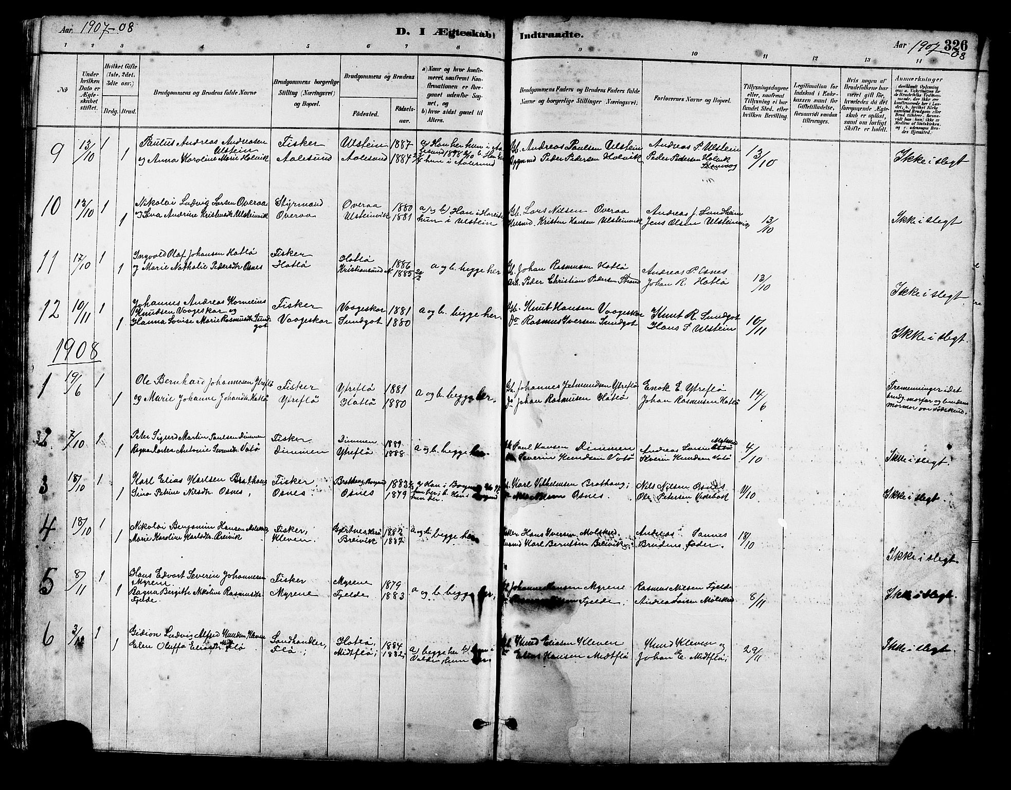 Ministerialprotokoller, klokkerbøker og fødselsregistre - Møre og Romsdal, SAT/A-1454/509/L0112: Parish register (copy) no. 509C02, 1883-1922, p. 326