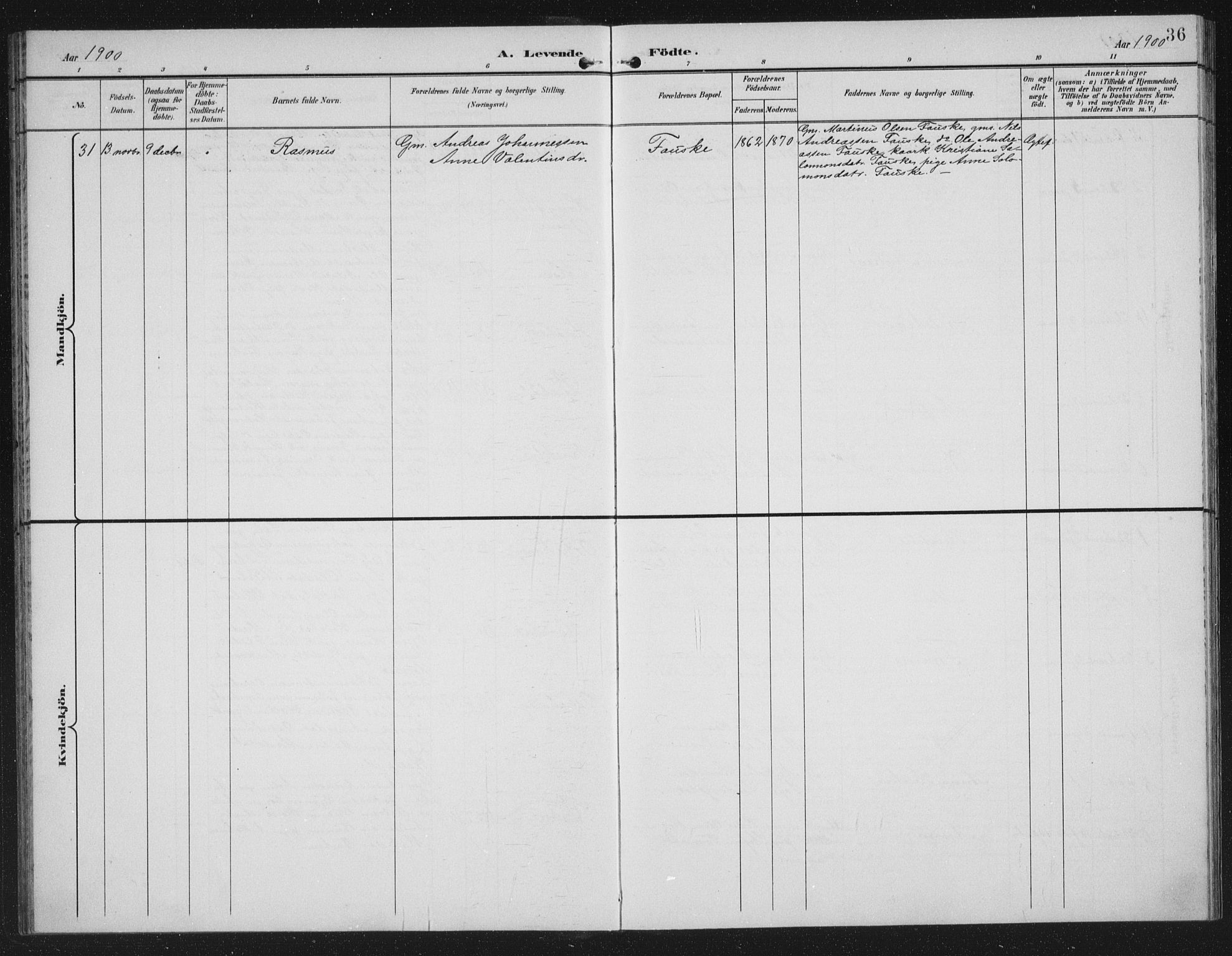 Førde sokneprestembete, AV/SAB-A-79901/H/Hab/Habd/L0004: Parish register (copy) no. D 4, 1896-1913, p. 36