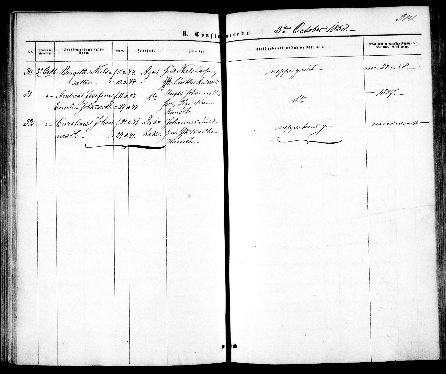 Vestre Aker prestekontor Kirkebøker, AV/SAO-A-10025/F/Fa/L0004: Parish register (official) no. 4, 1857-1877, p. 314