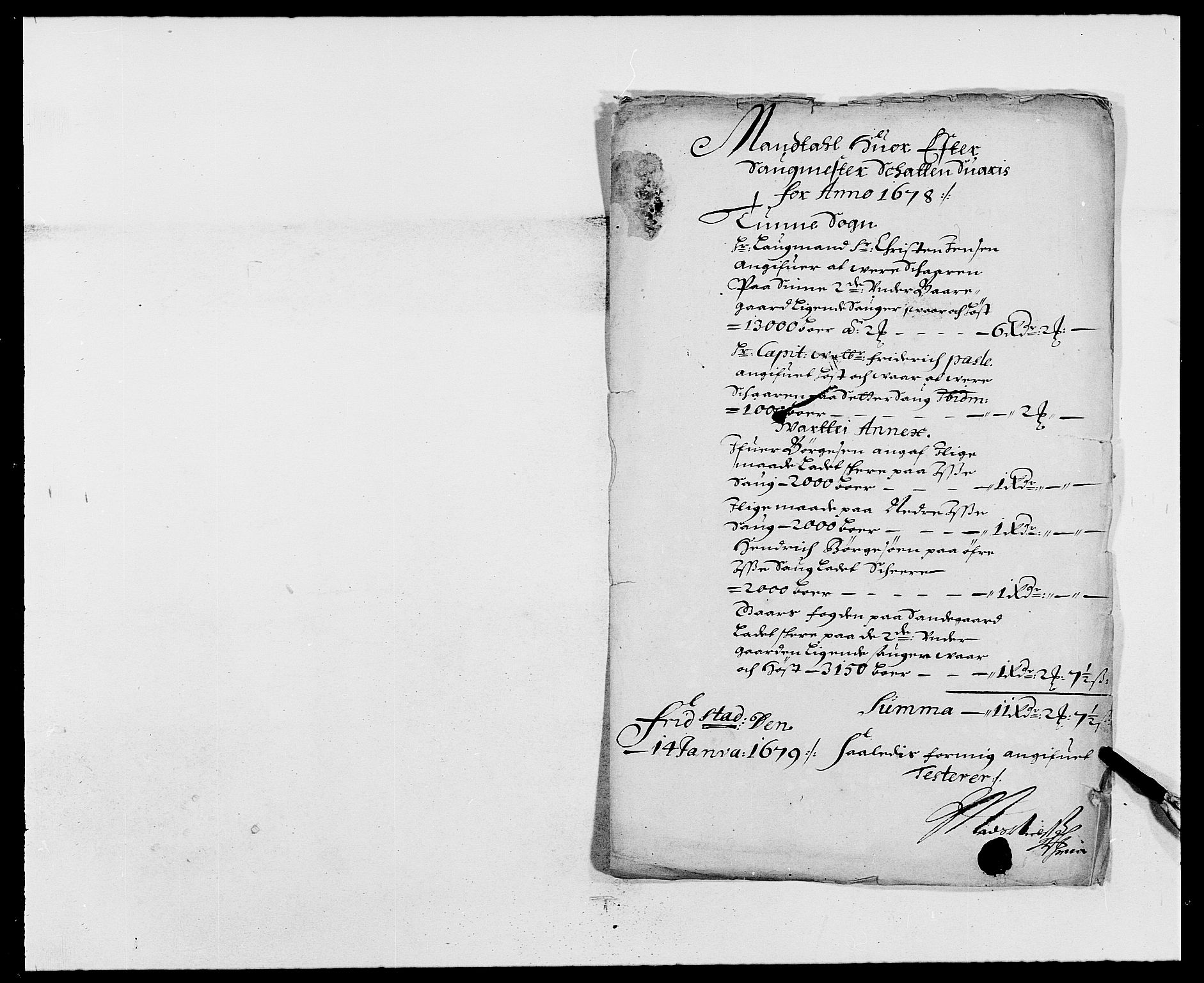 Rentekammeret inntil 1814, Reviderte regnskaper, Fogderegnskap, AV/RA-EA-4092/R03/L0109: Fogderegnskap Onsøy, Tune, Veme og Åbygge fogderi, 1678, p. 253