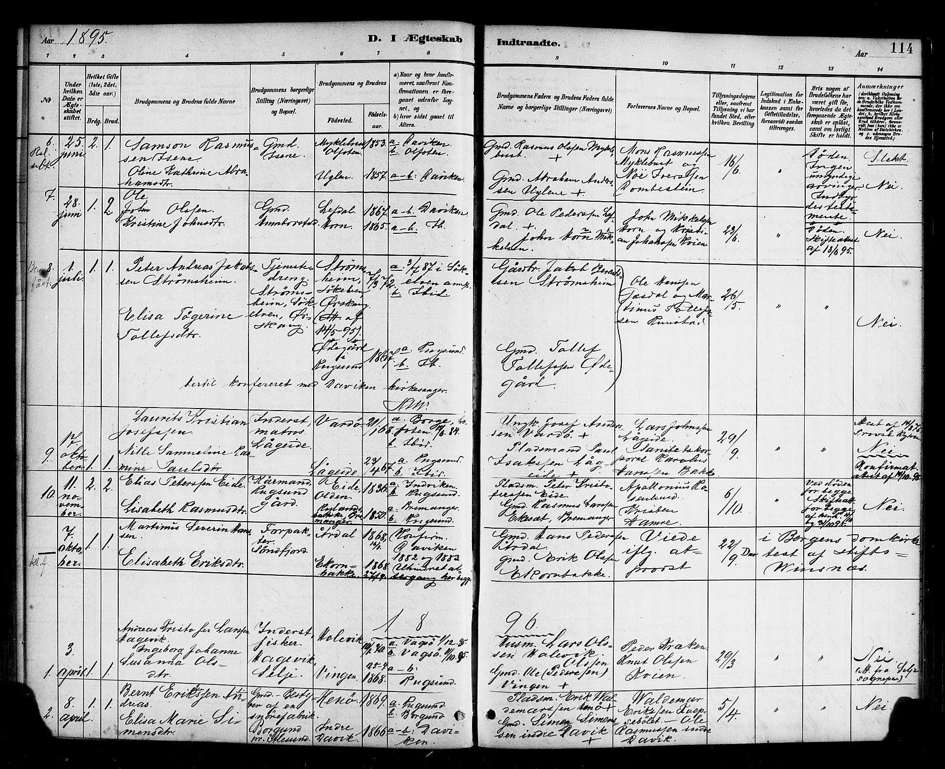 Davik sokneprestembete, AV/SAB-A-79701/H/Haa/Haab/L0001: Parish register (official) no. B 1, 1882-1900, p. 114