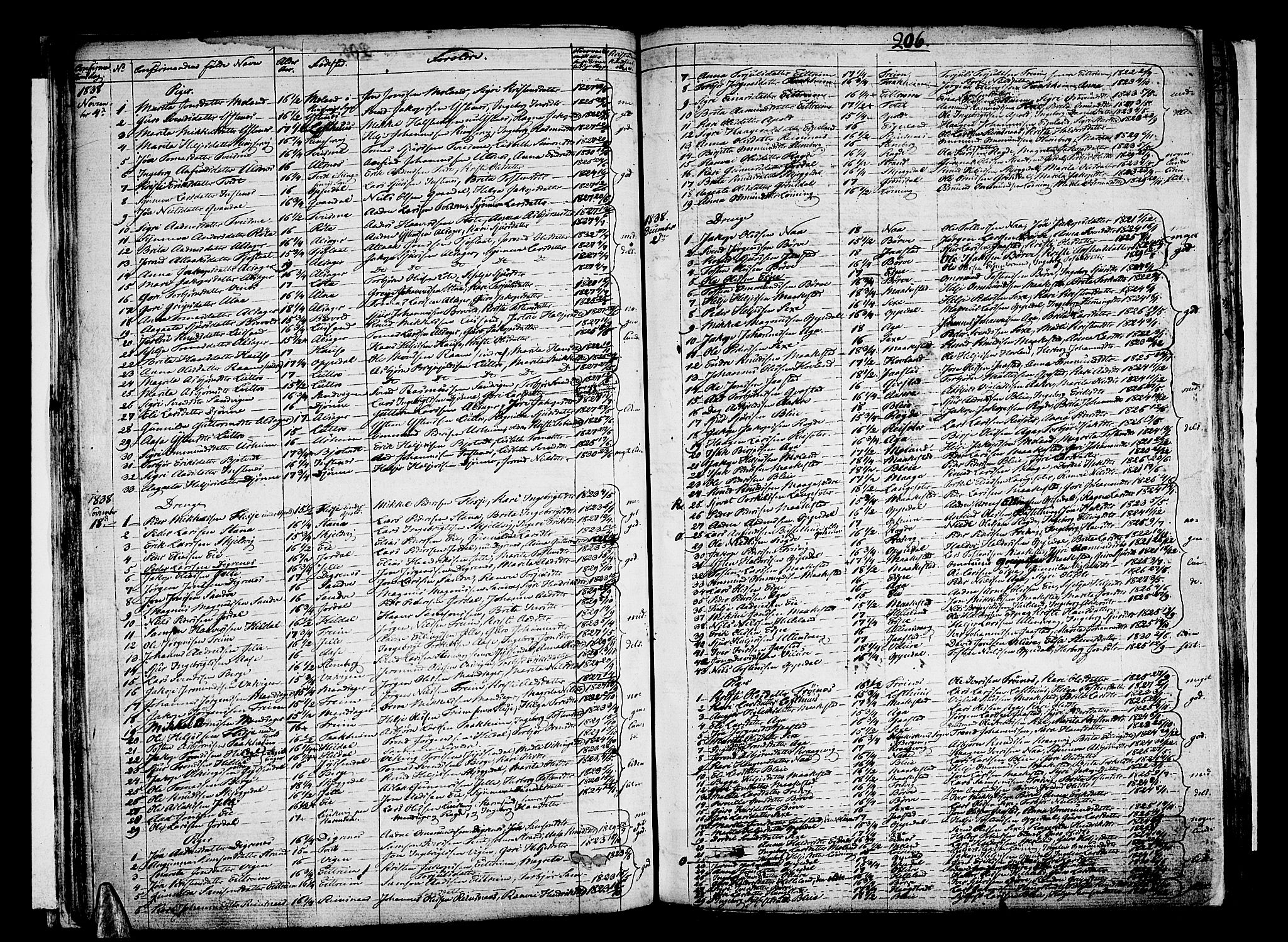 Ullensvang sokneprestembete, SAB/A-78701/H/Haa: Parish register (official) no. A 10, 1825-1853, p. 206
