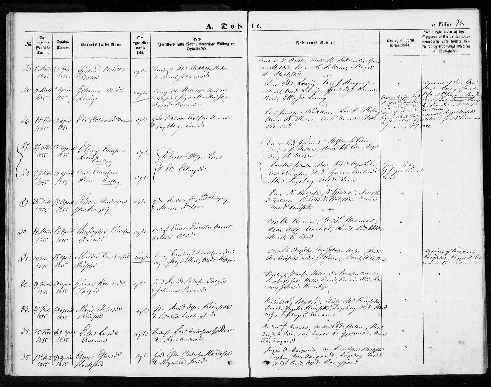 Ministerialprotokoller, klokkerbøker og fødselsregistre - Møre og Romsdal, SAT/A-1454/592/L1026: Parish register (official) no. 592A04, 1849-1867, p. 36
