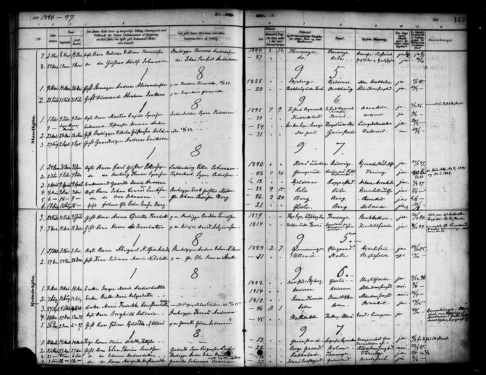 Borge prestekontor Kirkebøker, SAO/A-10903/F/Fb/L0003: Parish register (official) no. II 3, 1878-1902, p. 142