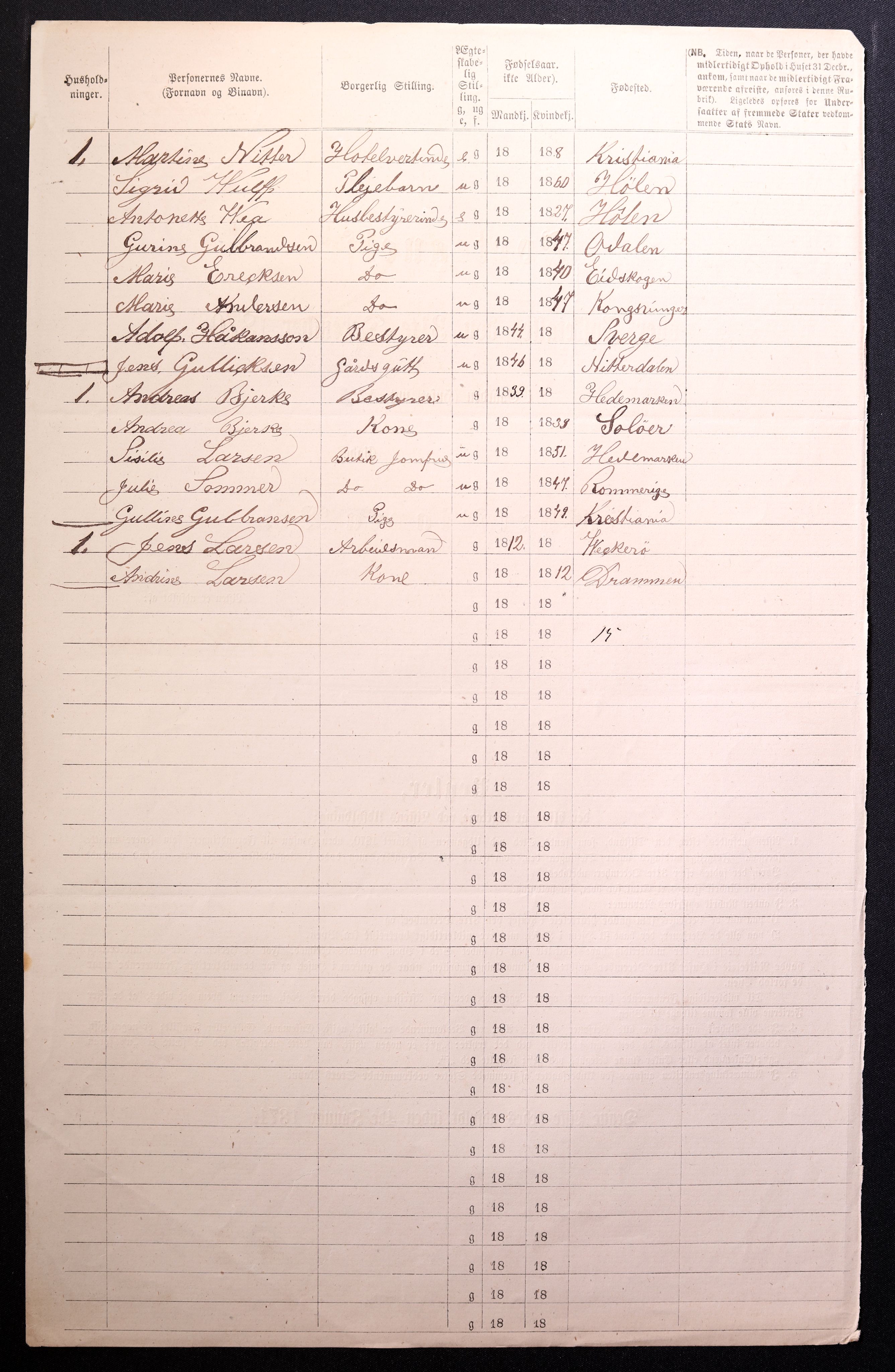 RA, 1870 census for 0301 Kristiania, 1870, p. 1946