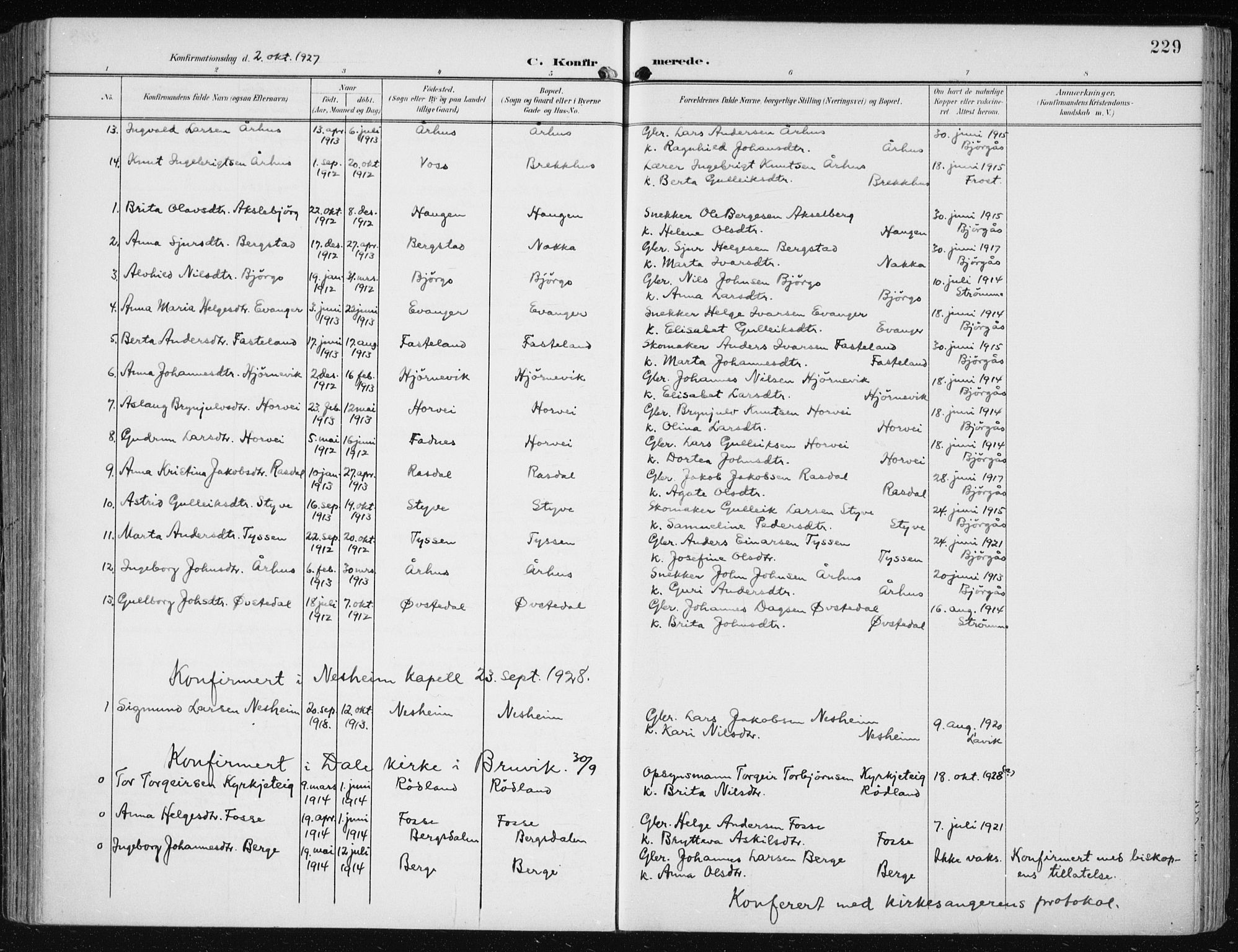 Evanger sokneprestembete, AV/SAB-A-99924: Parish register (official) no. A  3, 1900-1930, p. 229