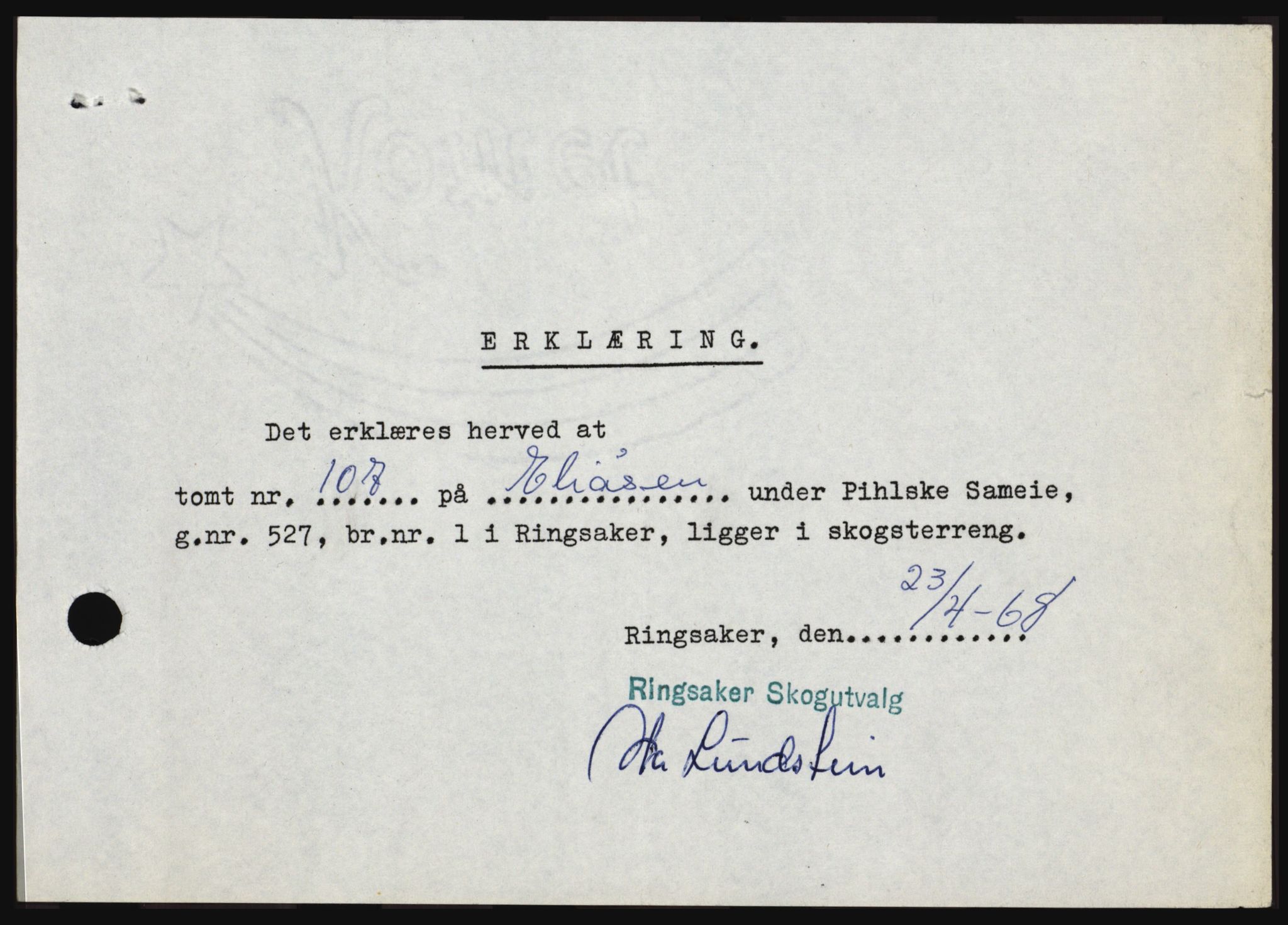 Nord-Hedmark sorenskriveri, SAH/TING-012/H/Hc/L0028: Mortgage book no. 28, 1968-1968, Diary no: : 1816/1968