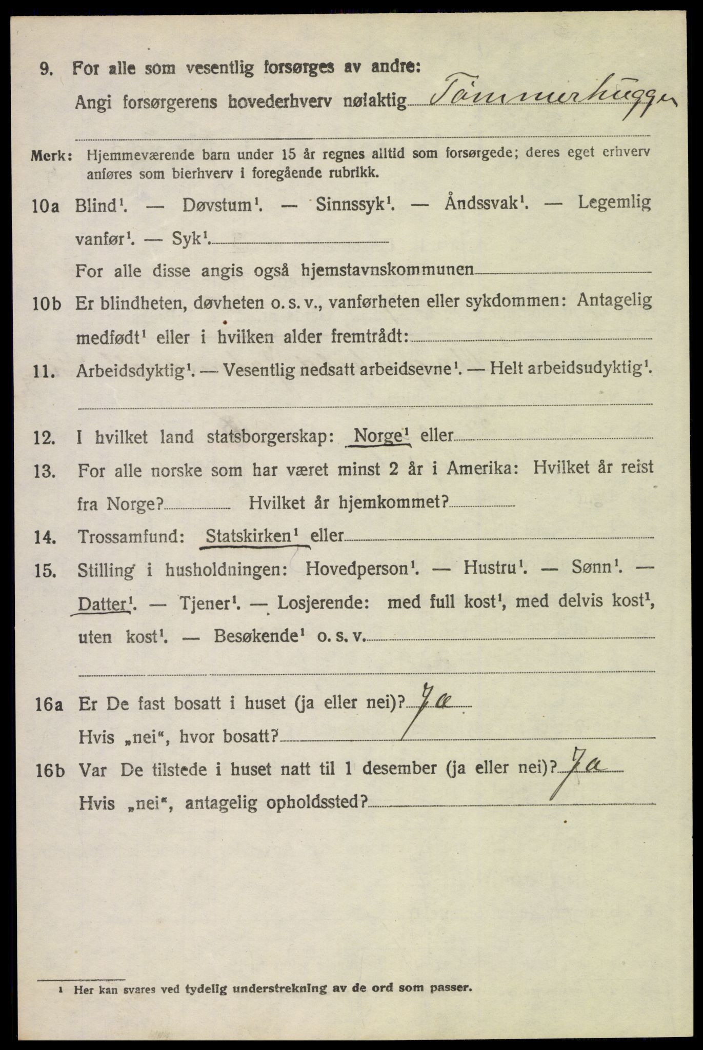 SAH, 1920 census for Trysil, 1920, p. 6226