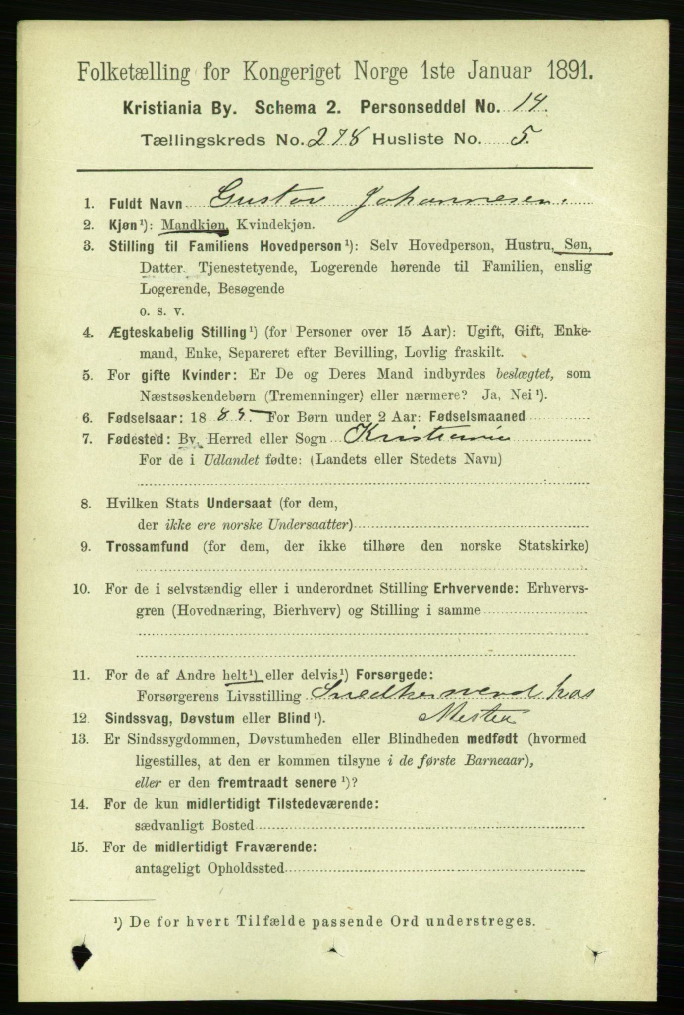 RA, 1891 census for 0301 Kristiania, 1891, p. 168899