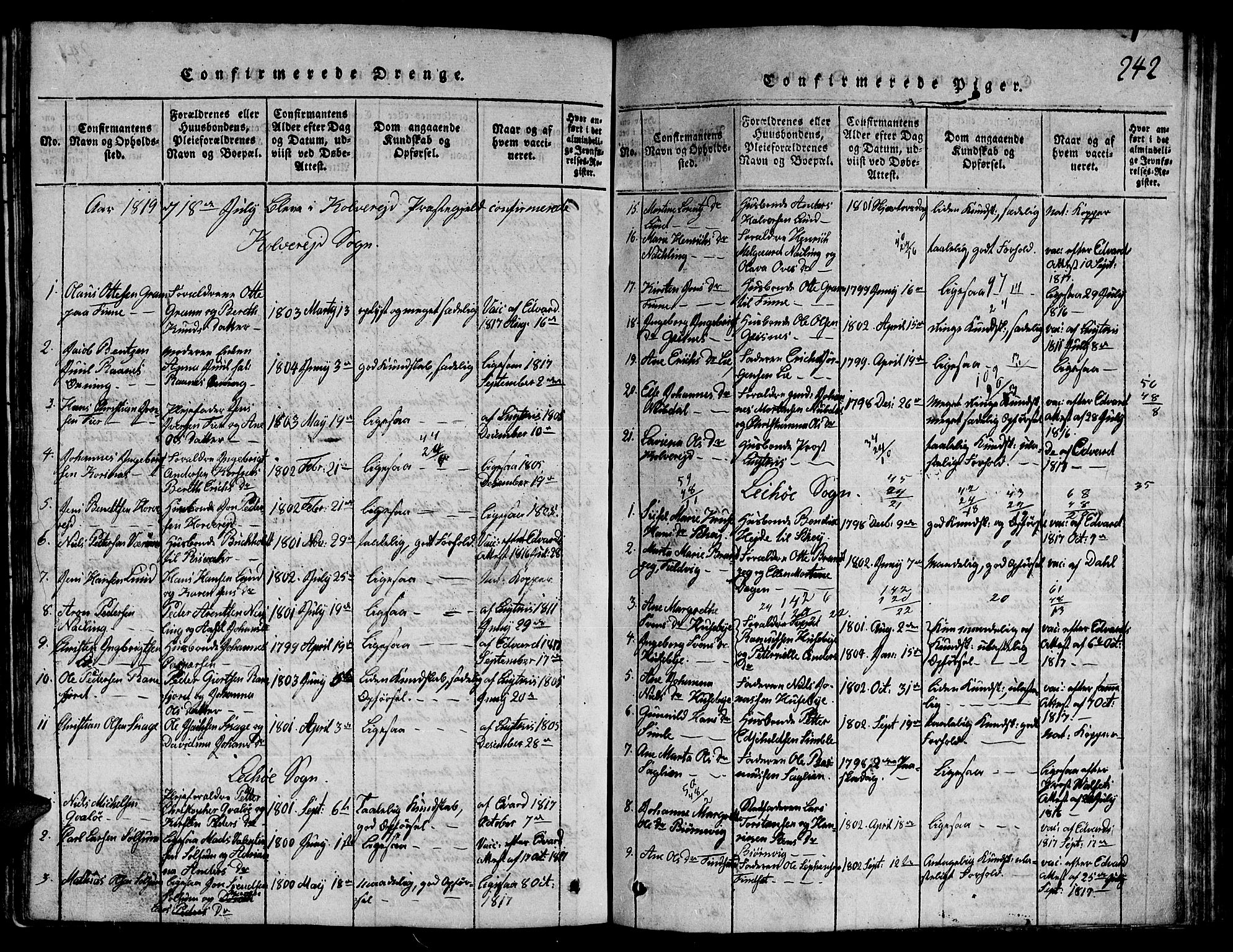 Ministerialprotokoller, klokkerbøker og fødselsregistre - Nord-Trøndelag, AV/SAT-A-1458/780/L0648: Parish register (copy) no. 780C01 /1, 1815-1870, p. 242